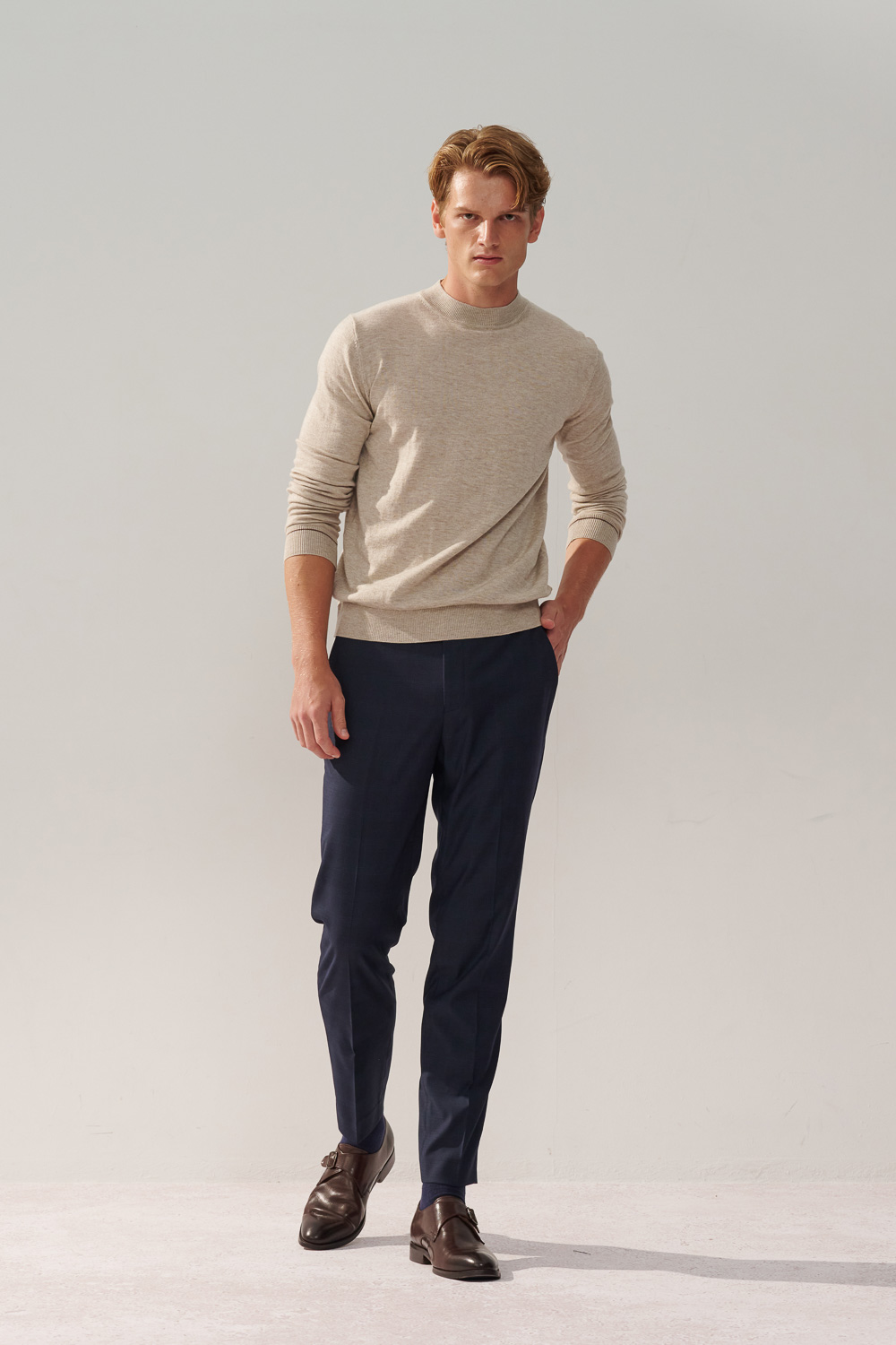 SST&C Navy Check Pattern Slim Fit Suit Trousers | 0212310002  (Outlet)_2
