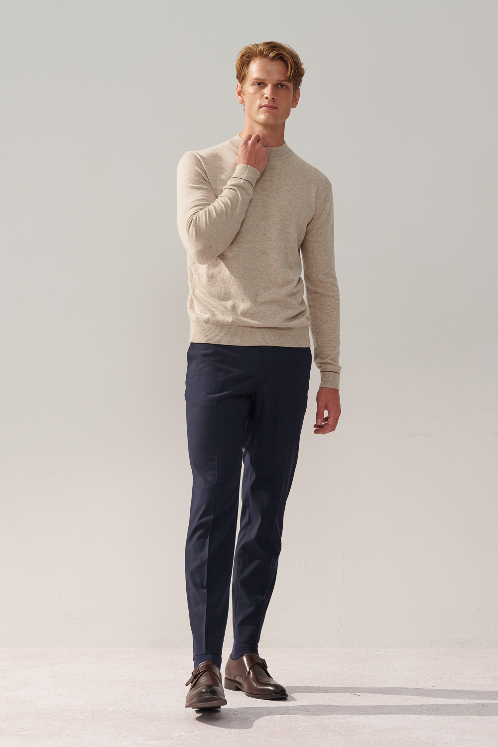 SST&C Navy Check Pattern Slim Fit Suit Trousers | 0212310002  (Outlet)_3