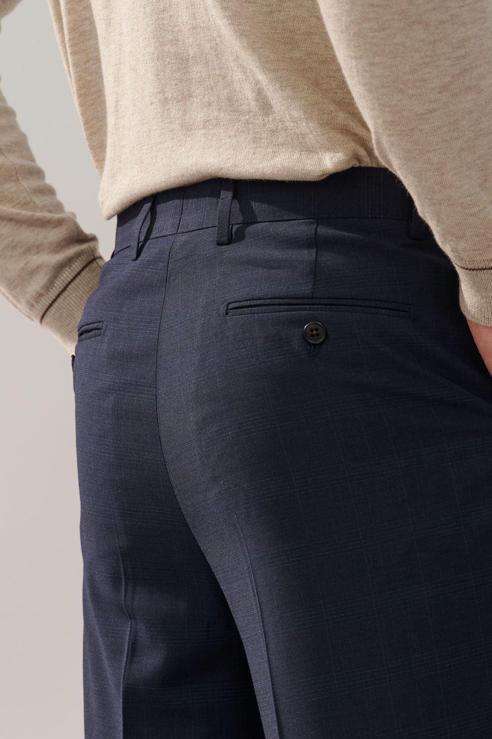 SST&C Navy Check Pattern Slim Fit Suit Trousers | 0212310002  (Outlet)_6