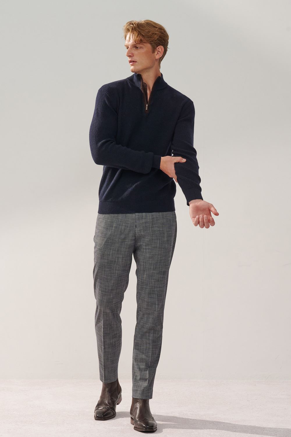 SST&C Gray Check Pattern Tailor-Fit Trousers | 0212310003  (Outlet)_0