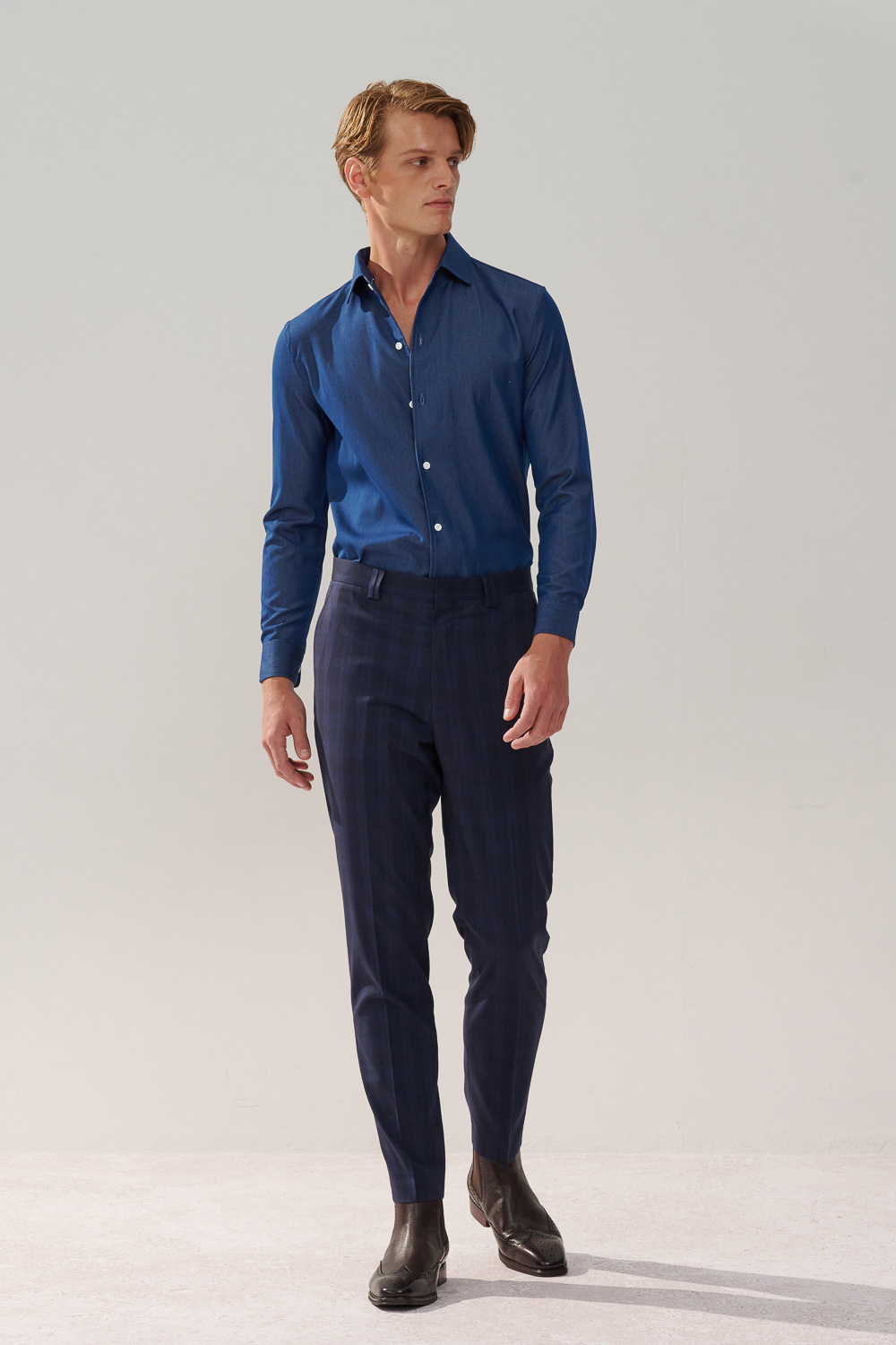SST&C Navy Check Pattern Tailored Suit Trousers | 0212310004  (Outlet)_0
