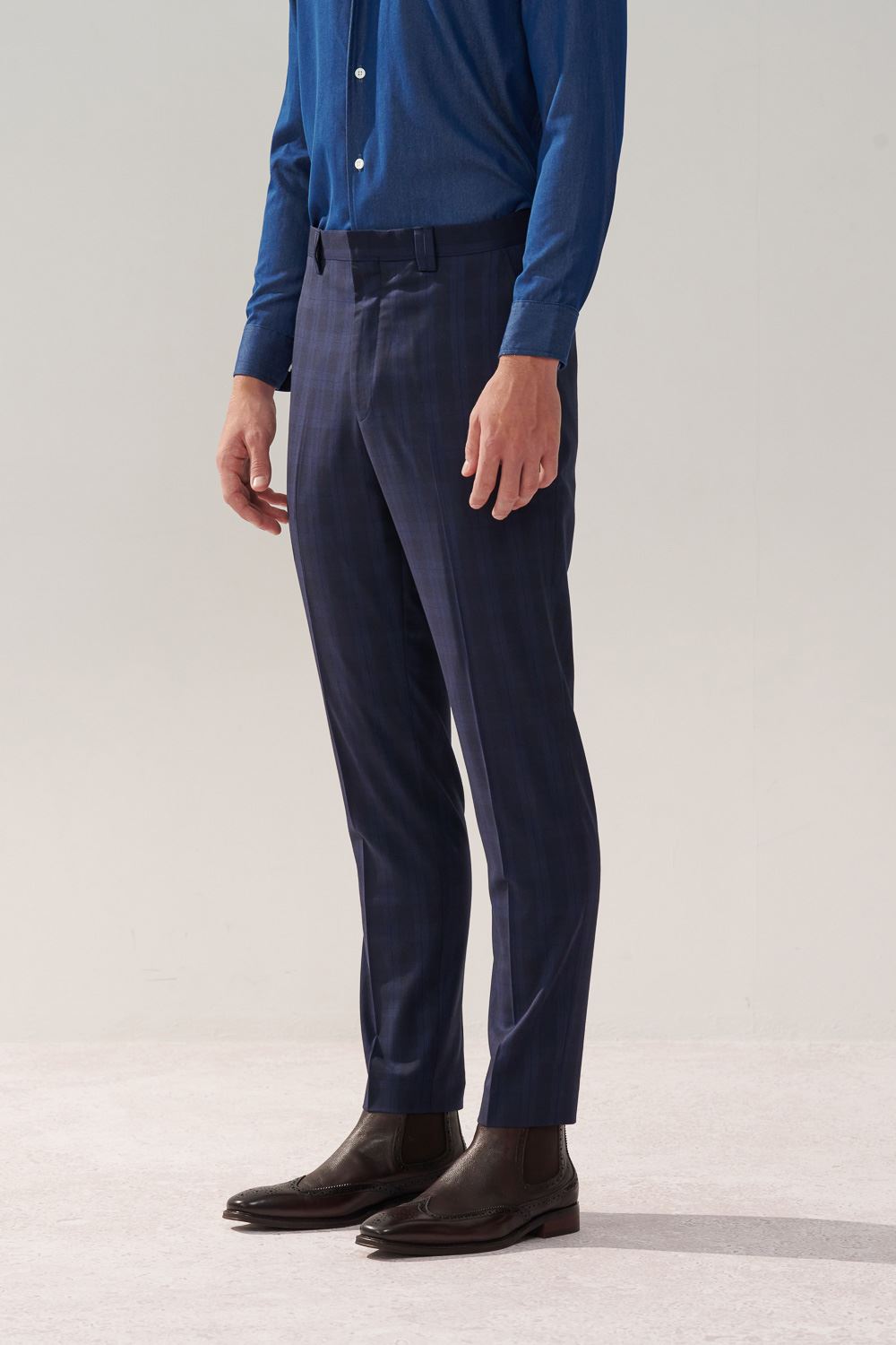 SST&C Navy Check Pattern Tailored Suit Trousers | 0212310004  (Outlet)_1