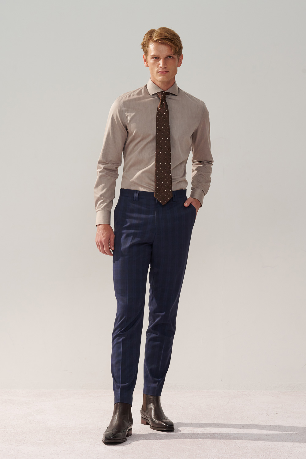 SST&C Navy Check Pattern Tailored Suit Trousers | 0212310004  (Outlet)_2