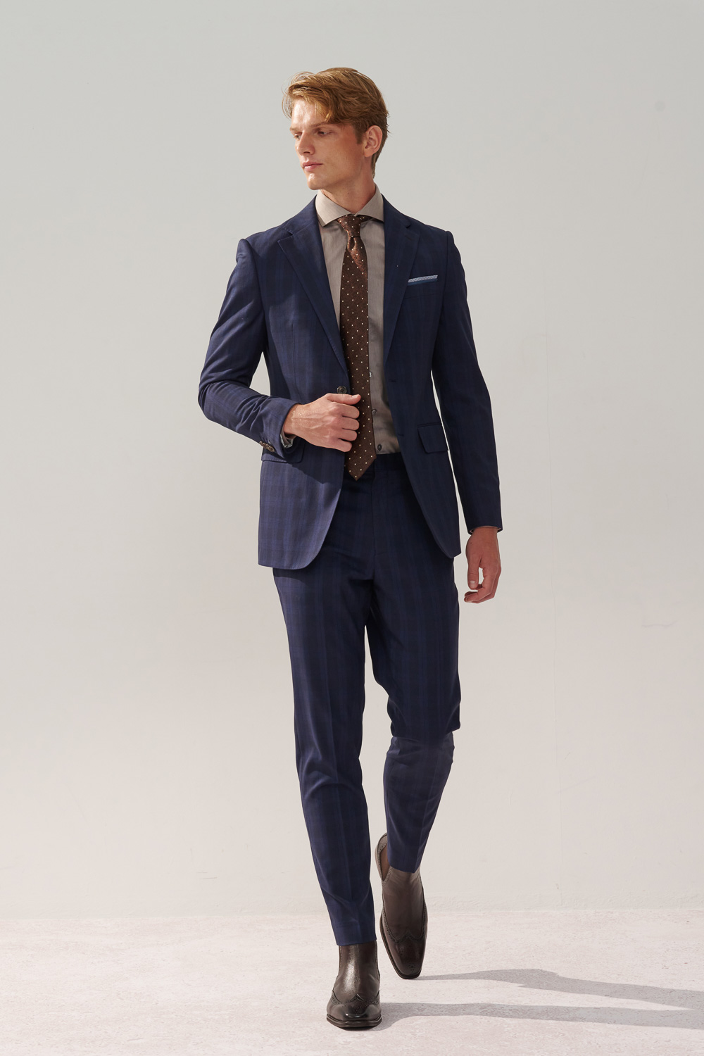 SST&C Navy Check Pattern Tailored Suit Trousers | 0212310004  (Outlet)_5