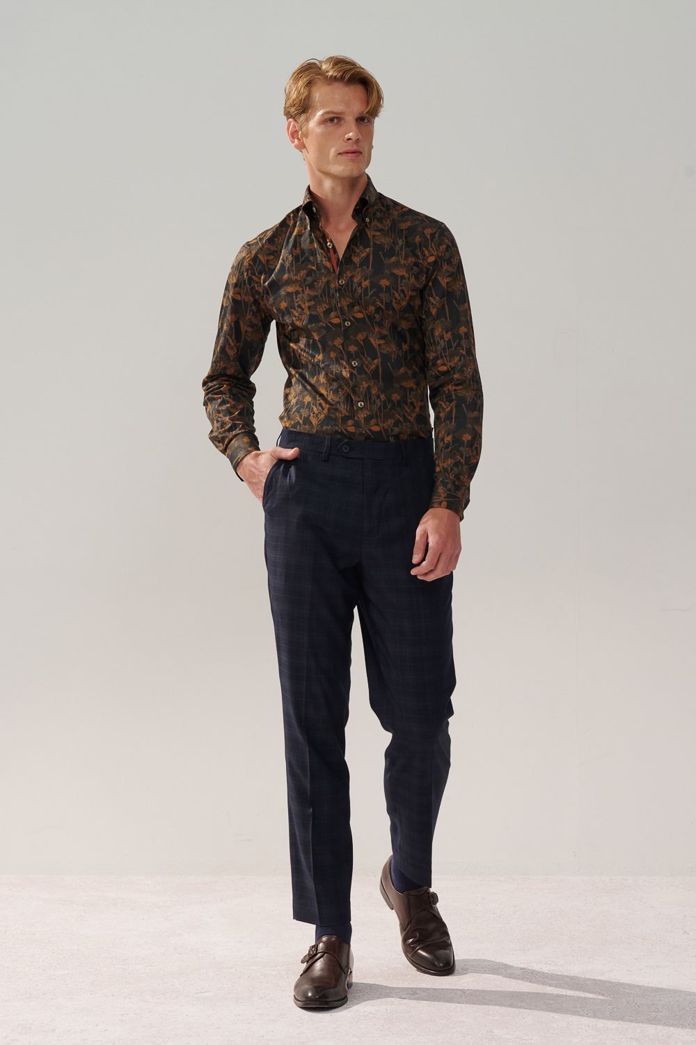 SST&C Navy Check Pattern Slim Fit Suit Trousers | 0212310006  (Outlet)_0