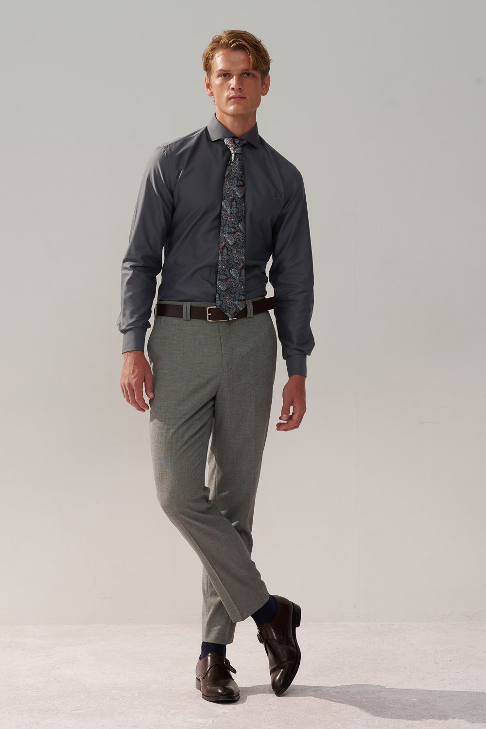 SST&C Light Gray Textured Tailored Suit Trousers | 0212310008  (Outlet)_0