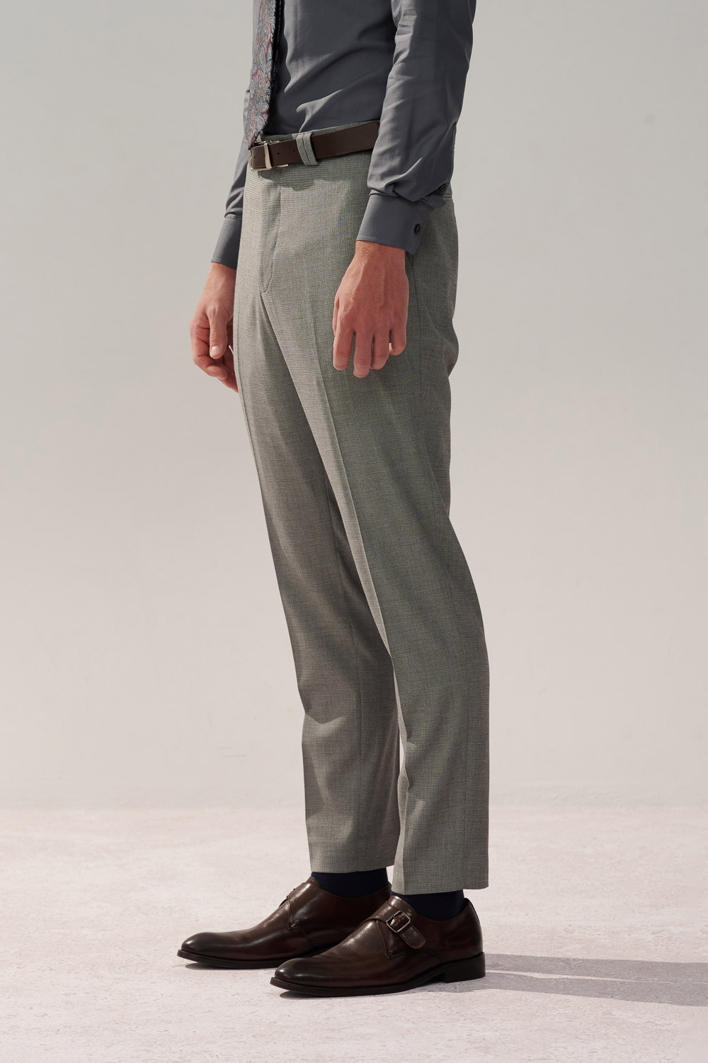 SST&C Light Gray Textured Tailored Suit Trousers | 0212310008  (Outlet)_1