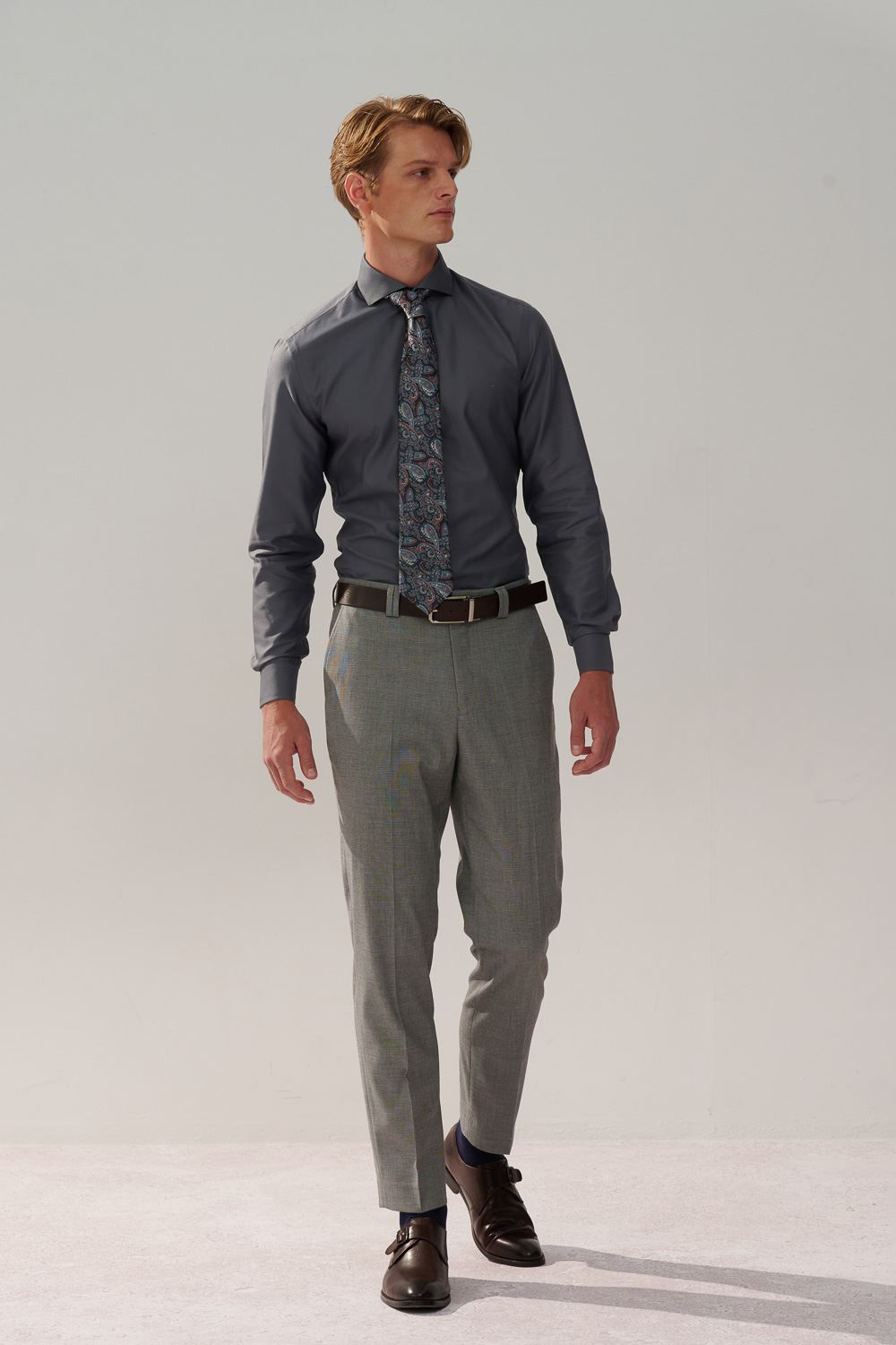 SST&C Light Gray Textured Tailored Suit Trousers | 0212310008  (Outlet)_2