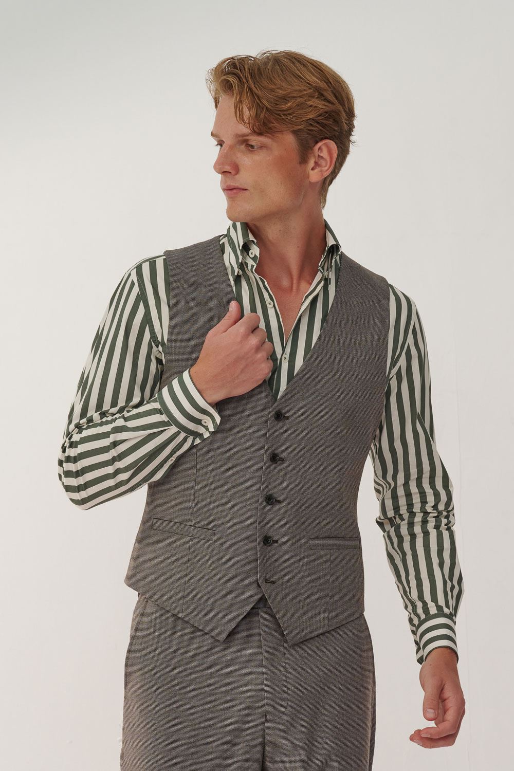 SST&C Gray Houndstooth Classic Fit Vest | 0512310005  (Outlet)_0