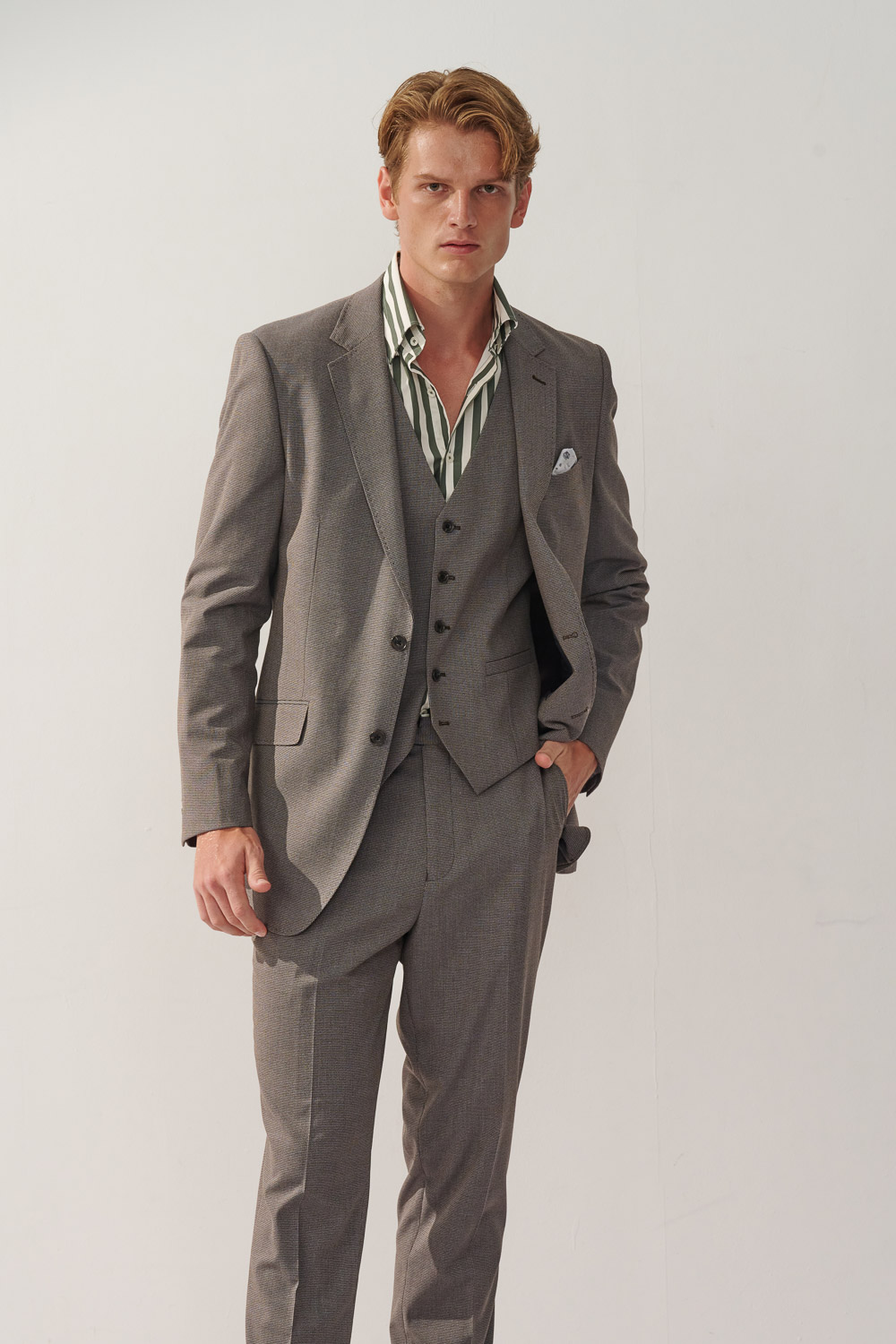 SST&C Gray Houndstooth Classic Fit Vest | 0512310005  (Outlet)_3