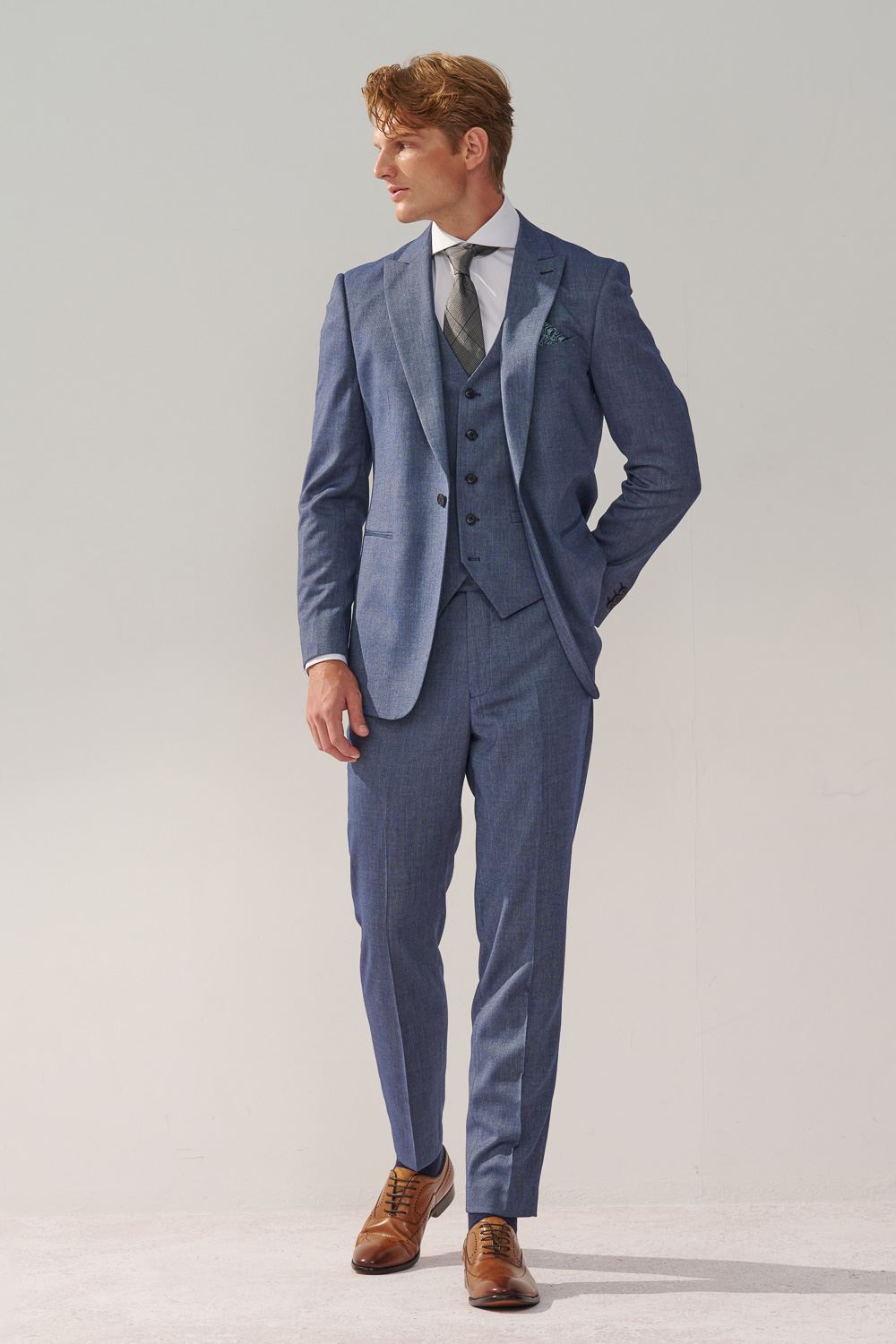 SST&C Sky Blue Textured Slim Fit Suit Vest | 0512310007  (Outlet)_3
