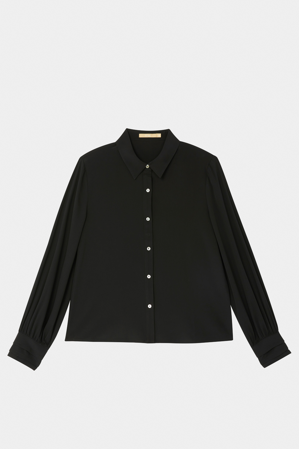 SST&C Black Shirt Collar Elegant Cuff Top | 7662310002  (Outlet)_7