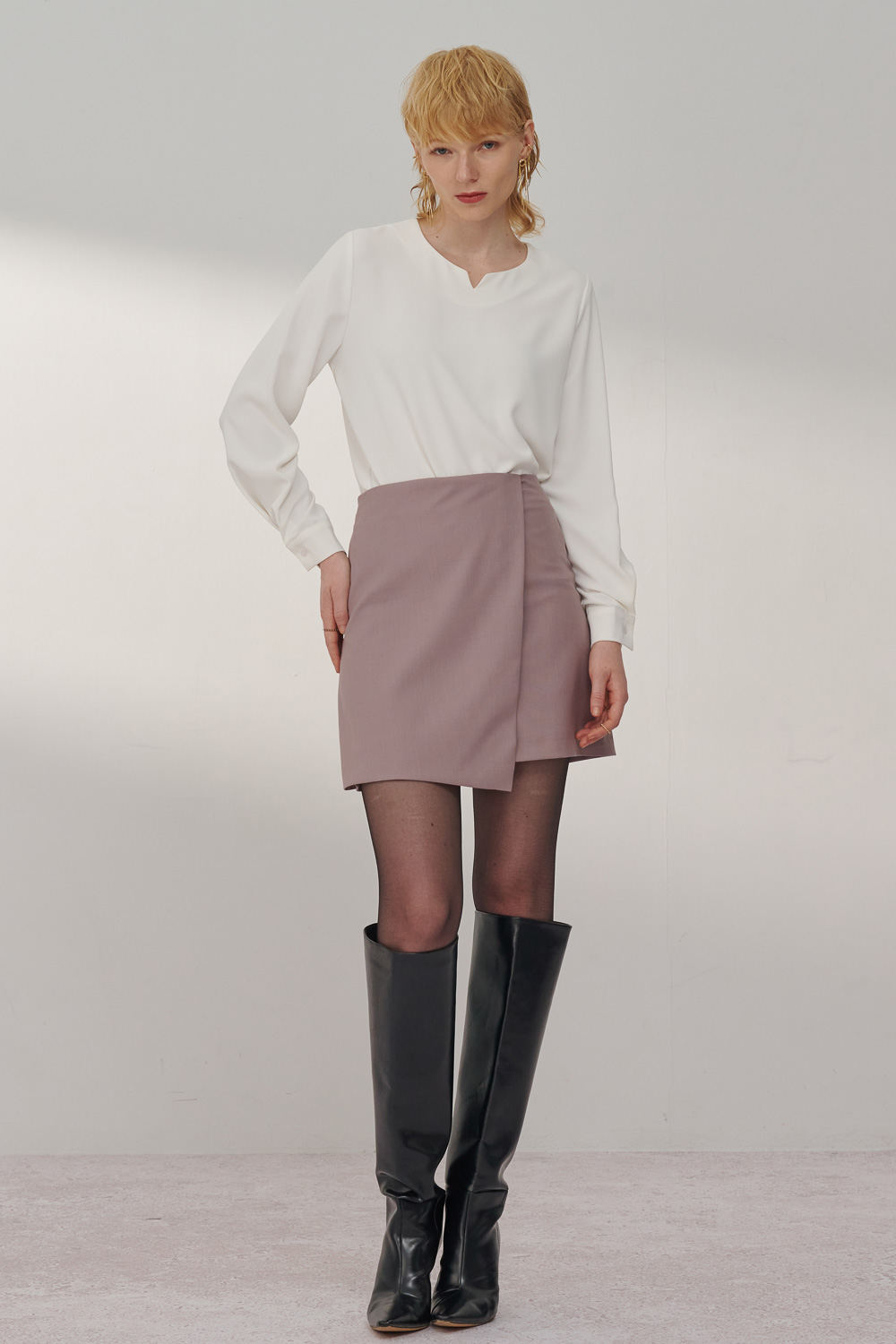 SST&C White Small Turn Collar Top | 7662310003  (Outlet)_1