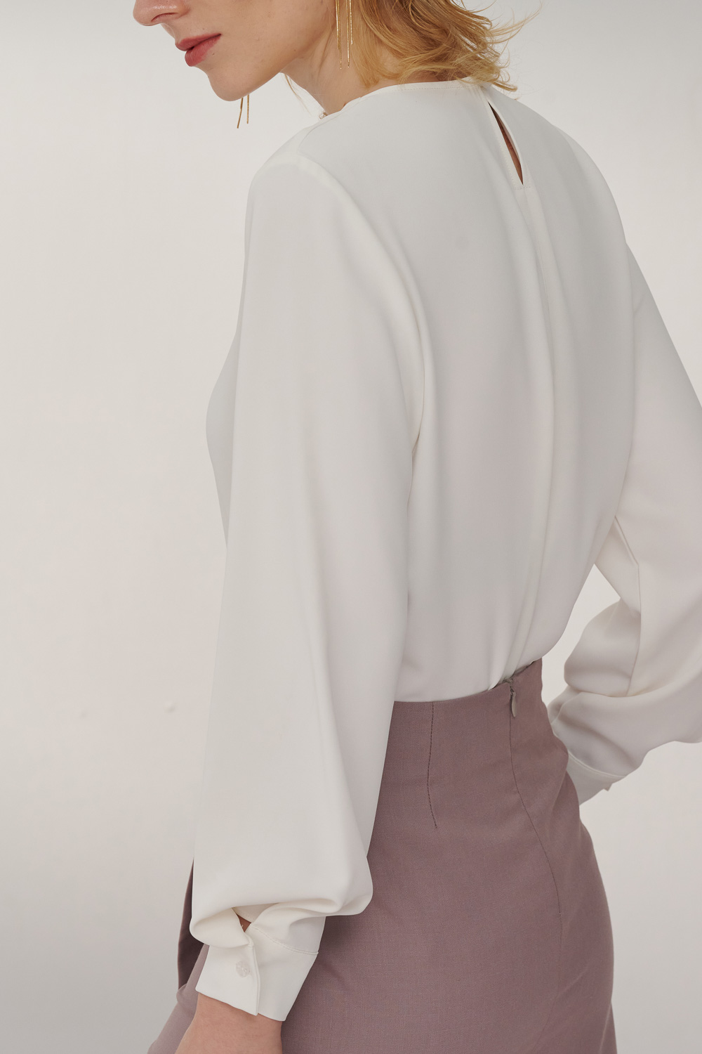 SST&C White Small Turn Collar Top | 7662310003  (Outlet)_4