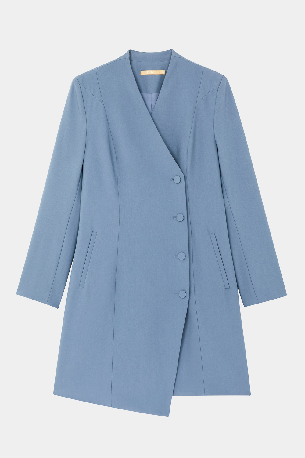 SST&C Pink, Gray and Blue V-Neck Asymmetric Design Dress | 8562310001  (Outlet)_6