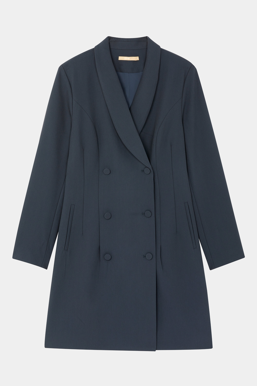 SST&C Slate Gray and Blue Loofah Collar Buttoned Dress | 8562310003  (Outlet)_6