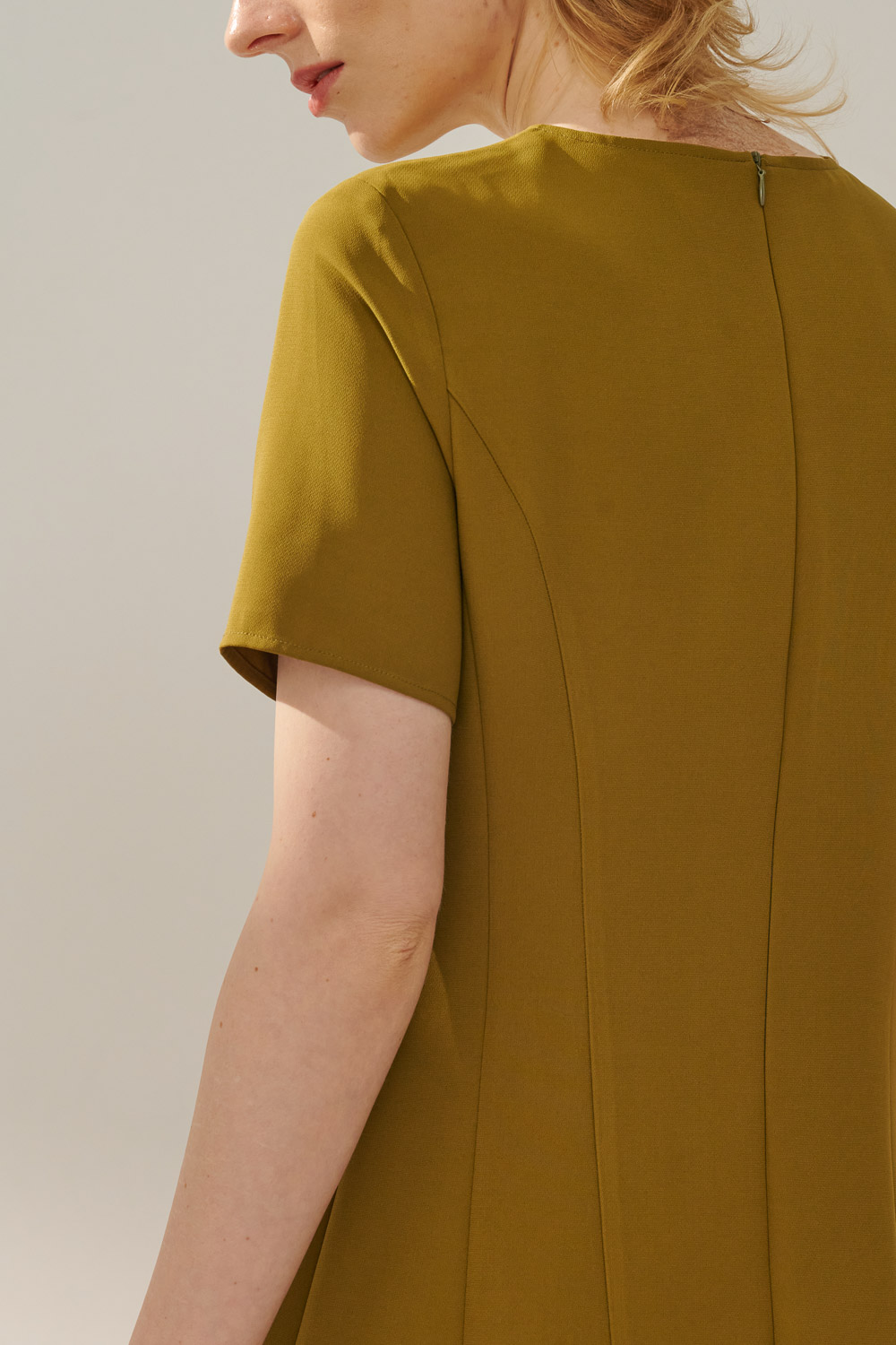 SST&C Olive Green Round Neck Slim Waist Dress | 8562310005  (Outlet)_4
