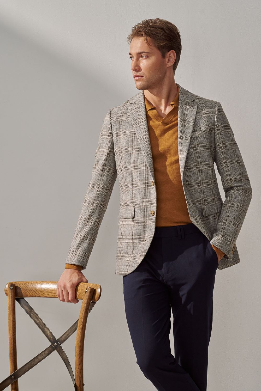 SST&C Warm Yellow Brown Merino Wool Polo Collar Sweater | 1112310001  (Outlet)_4