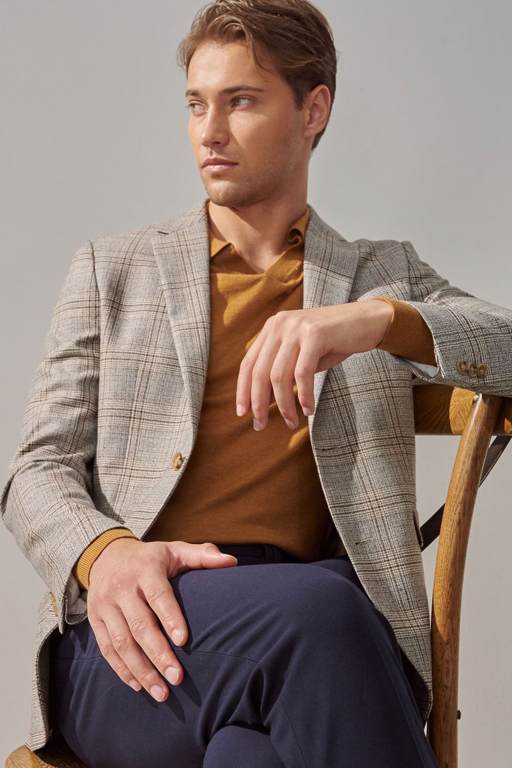 SST&C Warm Yellow Brown Merino Wool Polo Collar Sweater | 1112310001  (Outlet)_5