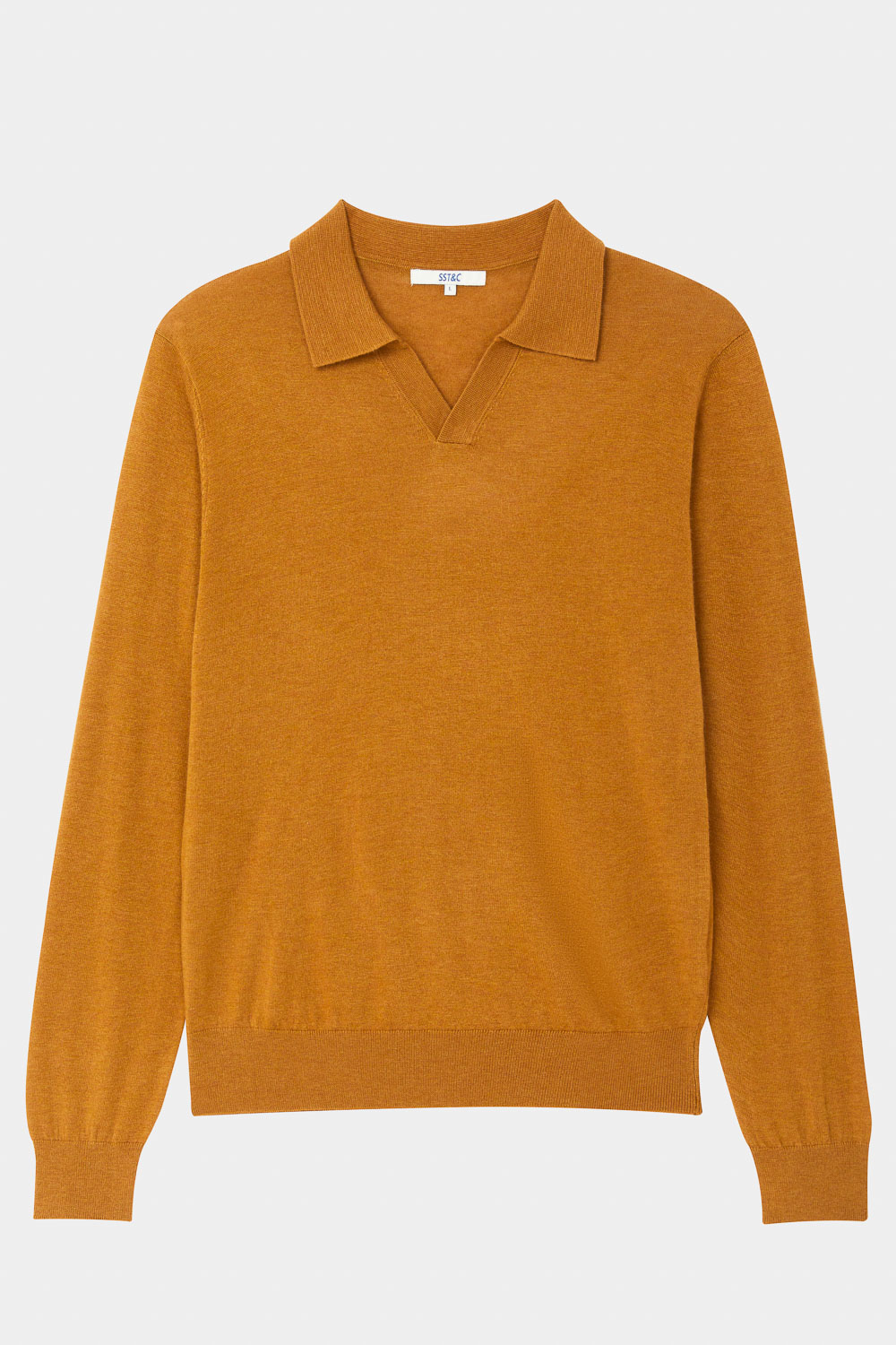 SST&C Warm Yellow Brown Merino Wool Polo Collar Sweater | 1112310001  (Outlet)_8
