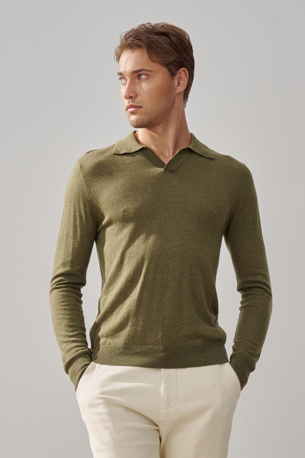 SST&C Cedar Green Merino Wool Polo Neck Sweater | 1112310002  (Outlet)_0