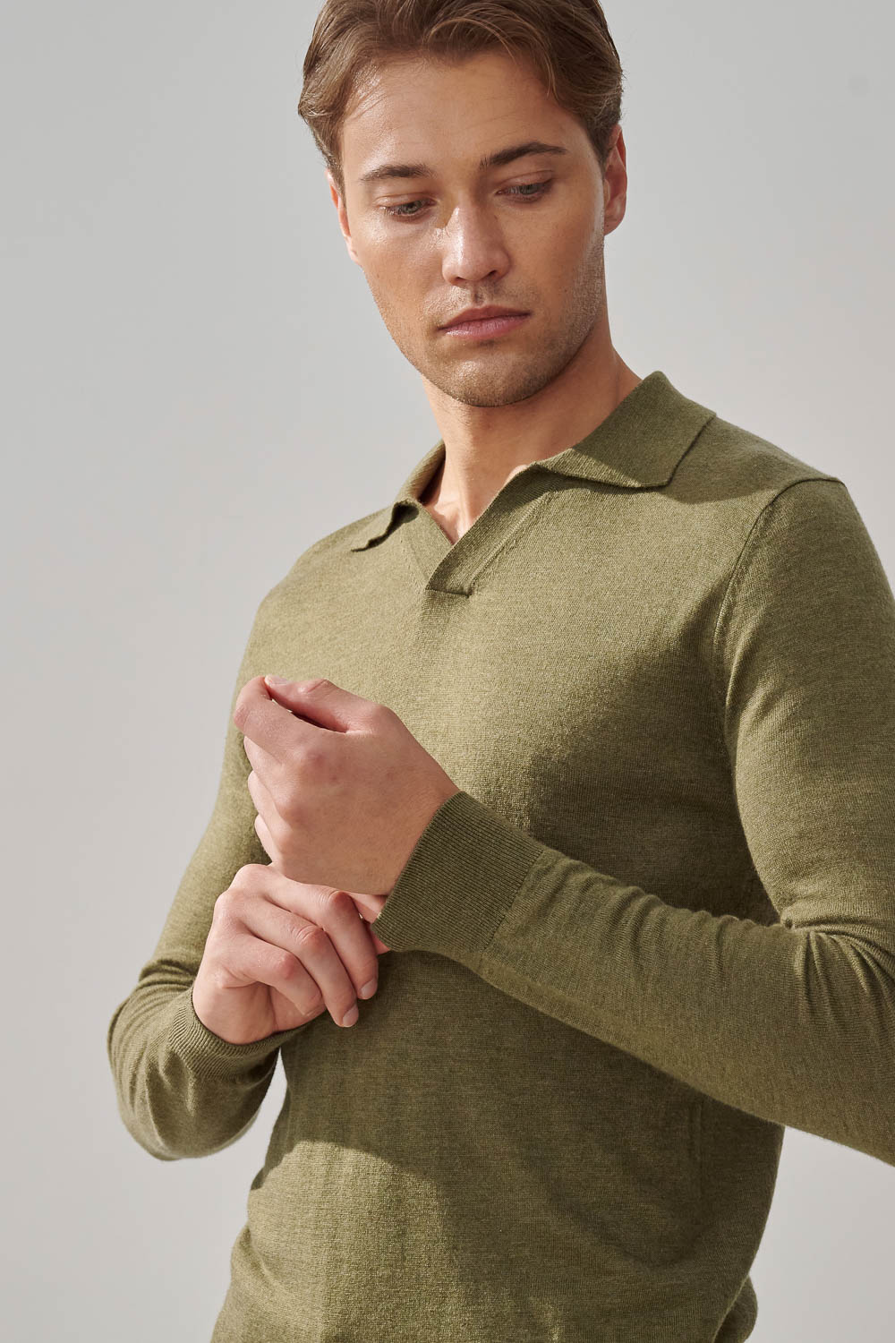 SST&C Cedar Green Merino Wool Polo Neck Sweater | 1112310002  (Outlet)_1