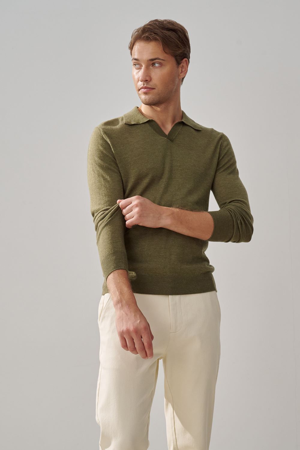 SST&C Cedar Green Merino Wool Polo Neck Sweater | 1112310002  (Outlet)_2