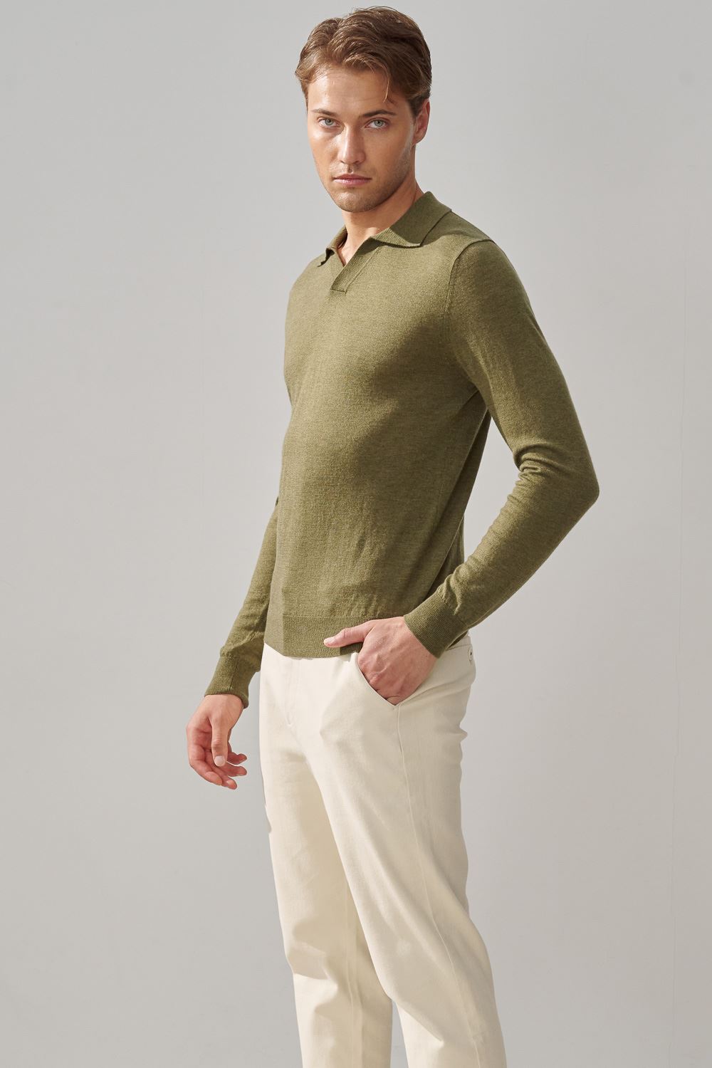 SST&C Cedar Green Merino Wool Polo Neck Sweater | 1112310002  (Outlet)_3