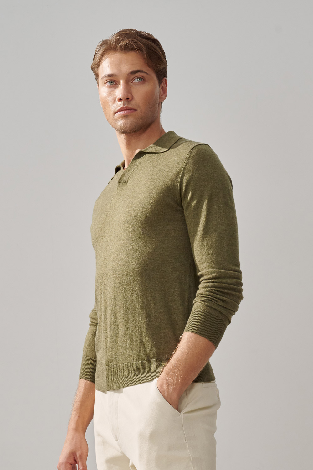 SST&C Cedar Green Merino Wool Polo Neck Sweater | 1112310002  (Outlet)_4