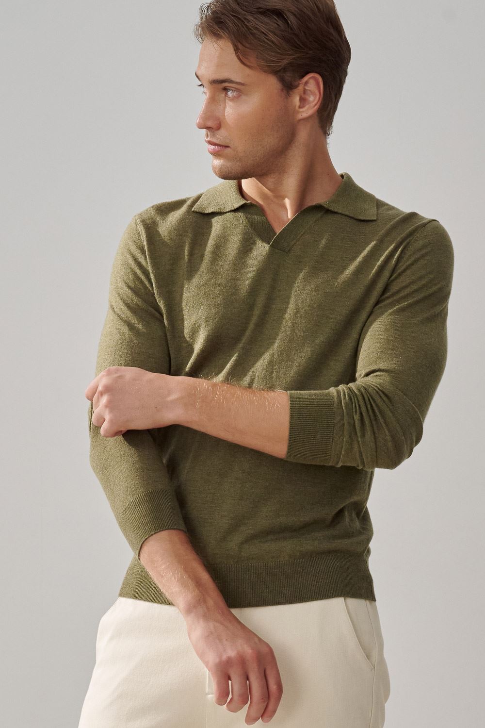 SST&C Cedar Green Merino Wool Polo Neck Sweater | 1112310002  (Outlet)_5