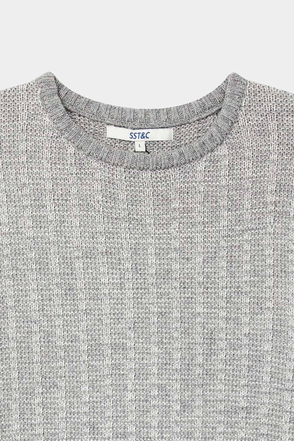 SST&C Cloud Gray Two-Tone Textured Crew Neck Sweater | 1112310003  (Outlet)_6