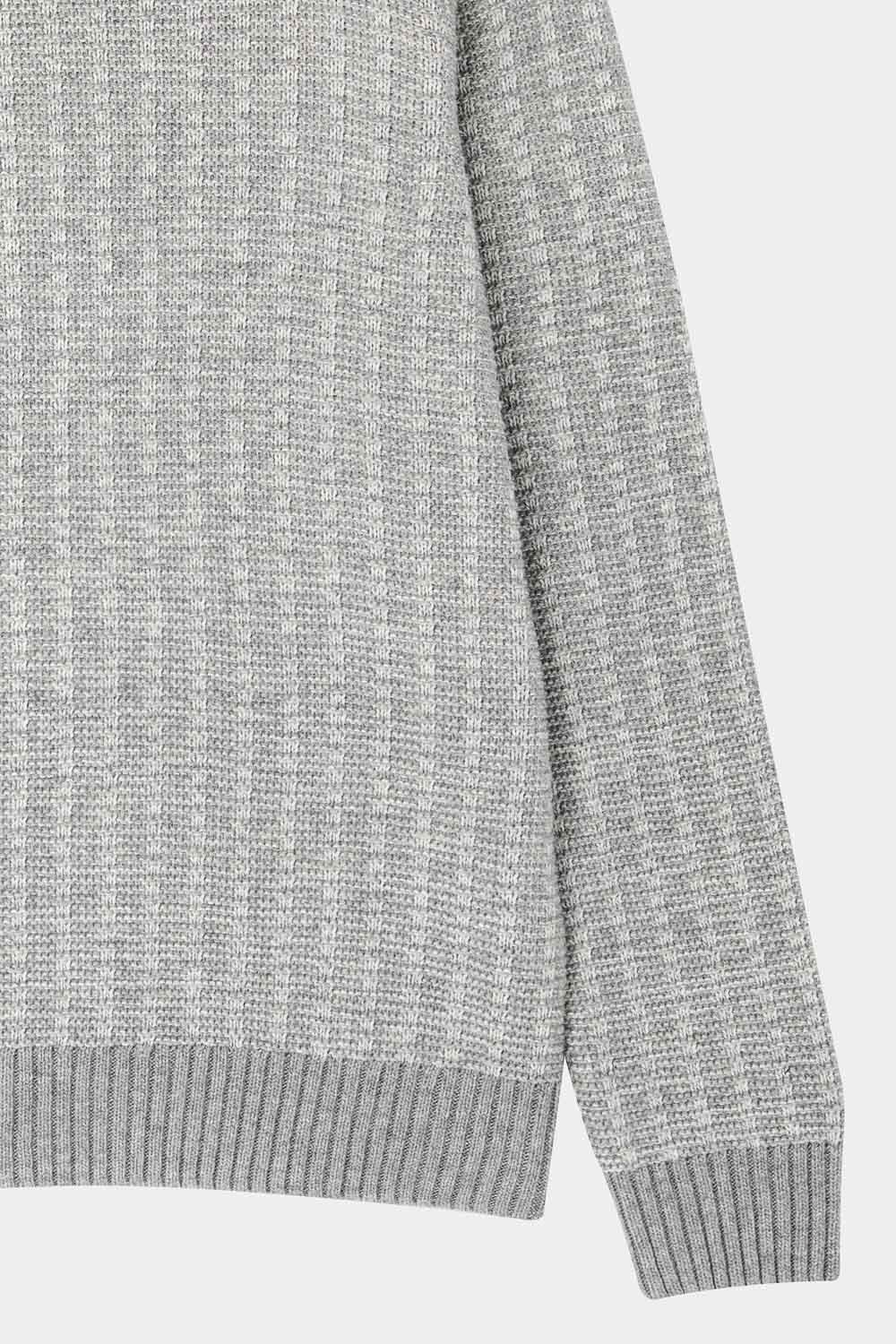 SST&C Cloud Gray Two-Tone Textured Crew Neck Sweater | 1112310003  (Outlet)_7