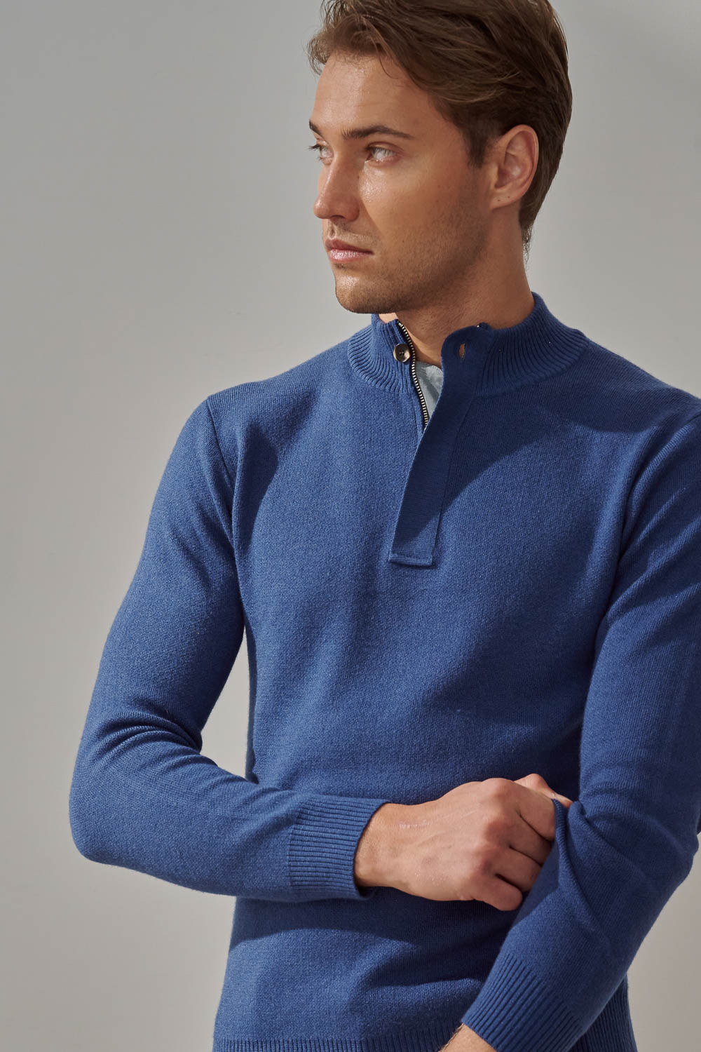 SST&C Sapphire Blue Cashmere Half-Zip Sweater | 1112310011  (Outlet)_1