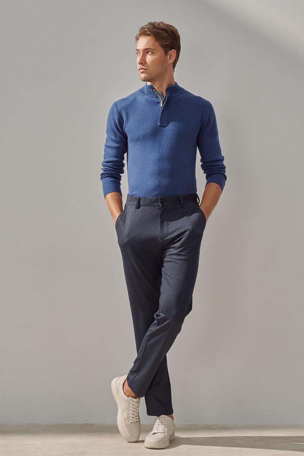 SST&C Sapphire Blue Cashmere Half-Zip Sweater | 1112310011  (Outlet)_3