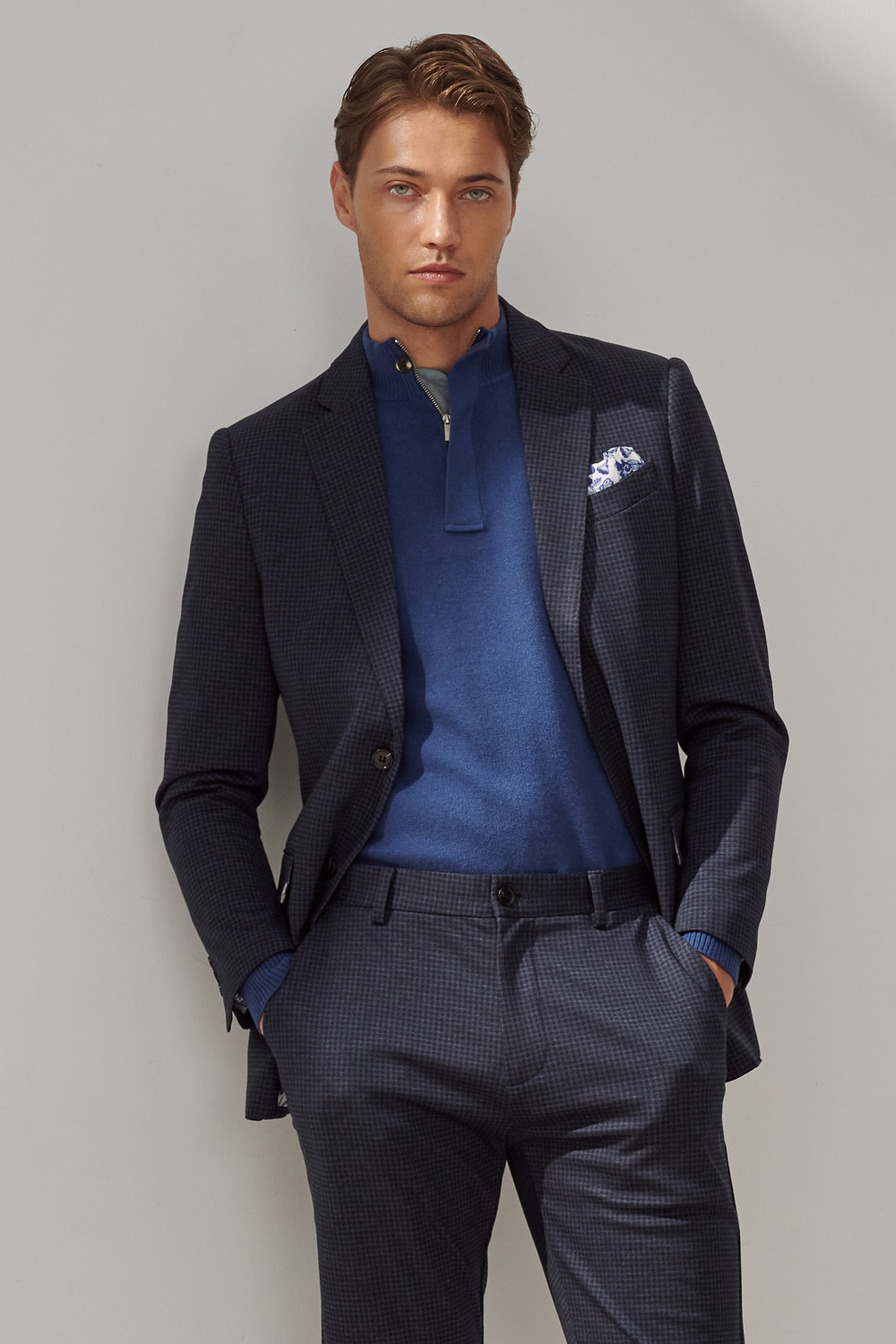 SST&C Sapphire Blue Cashmere Half-Zip Sweater | 1112310011  (Outlet)_5