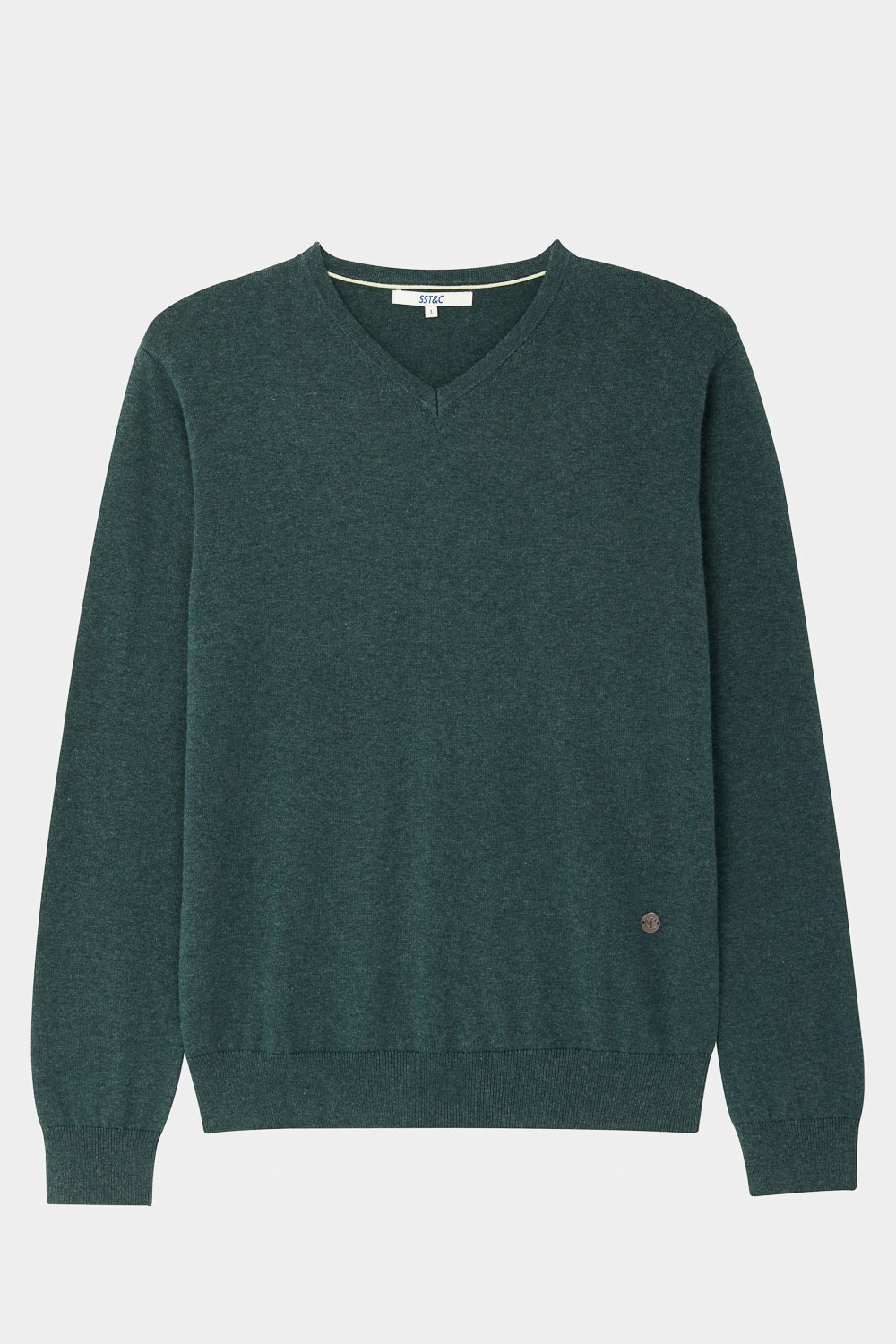SST&C Forest Green V-Neck Cotton Sweater | 1112310009  (Outlet)_6