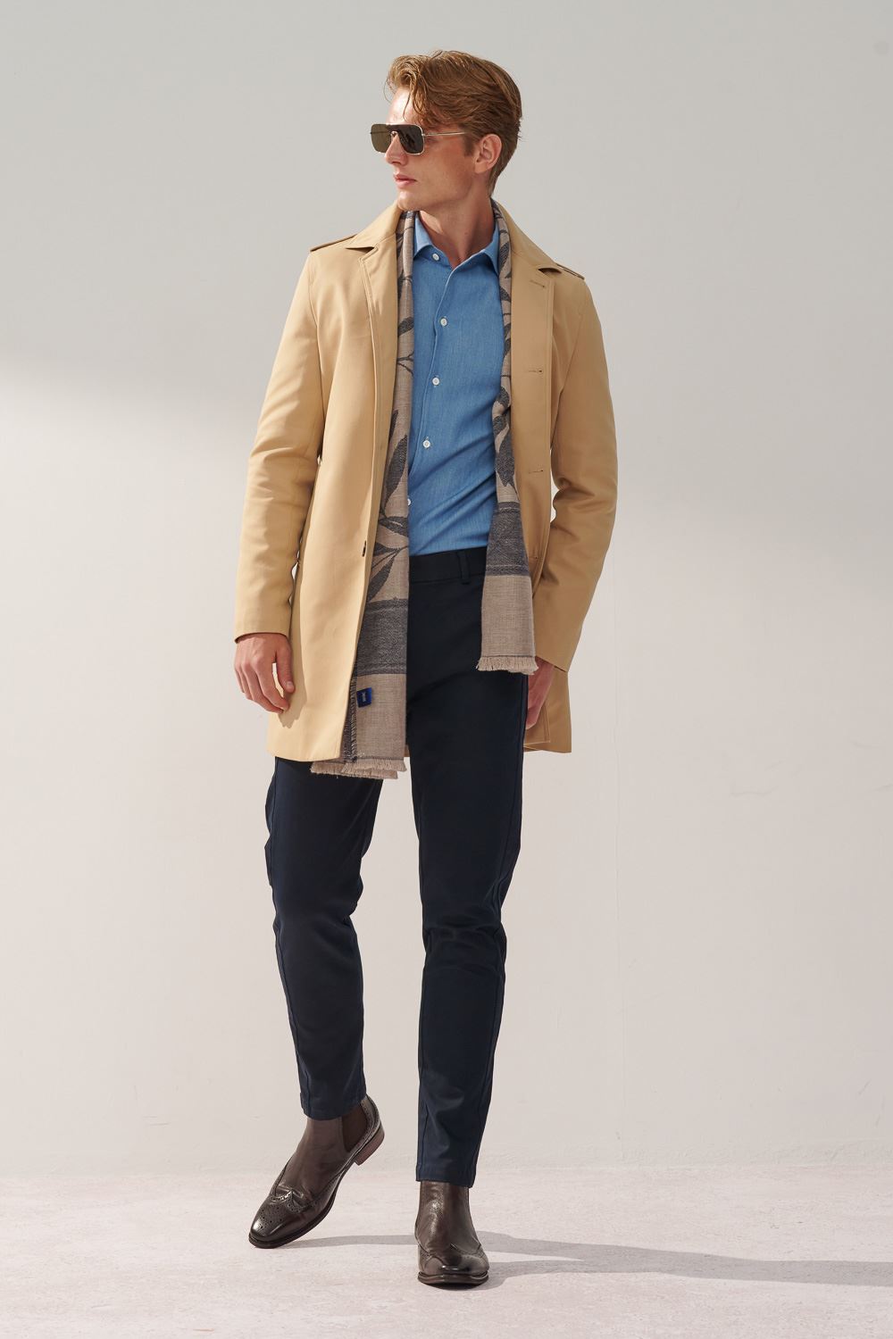 SST&C Night Blue Elastic Slim Fit Casual Trousers | 1212310006  (Outlet)_4