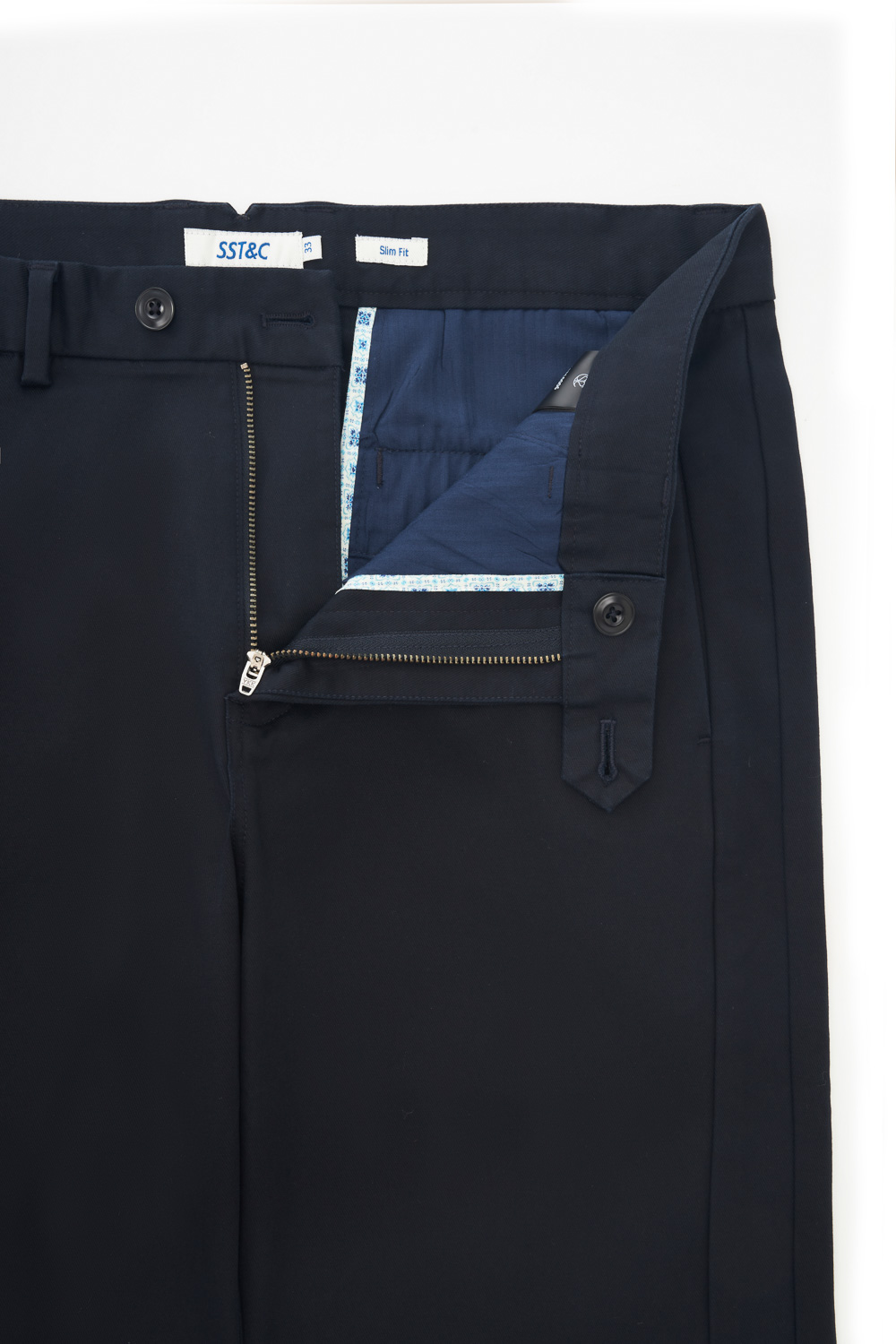 SST&C Night Blue Elastic Slim Fit Casual Trousers | 1212310006  (Outlet)_7