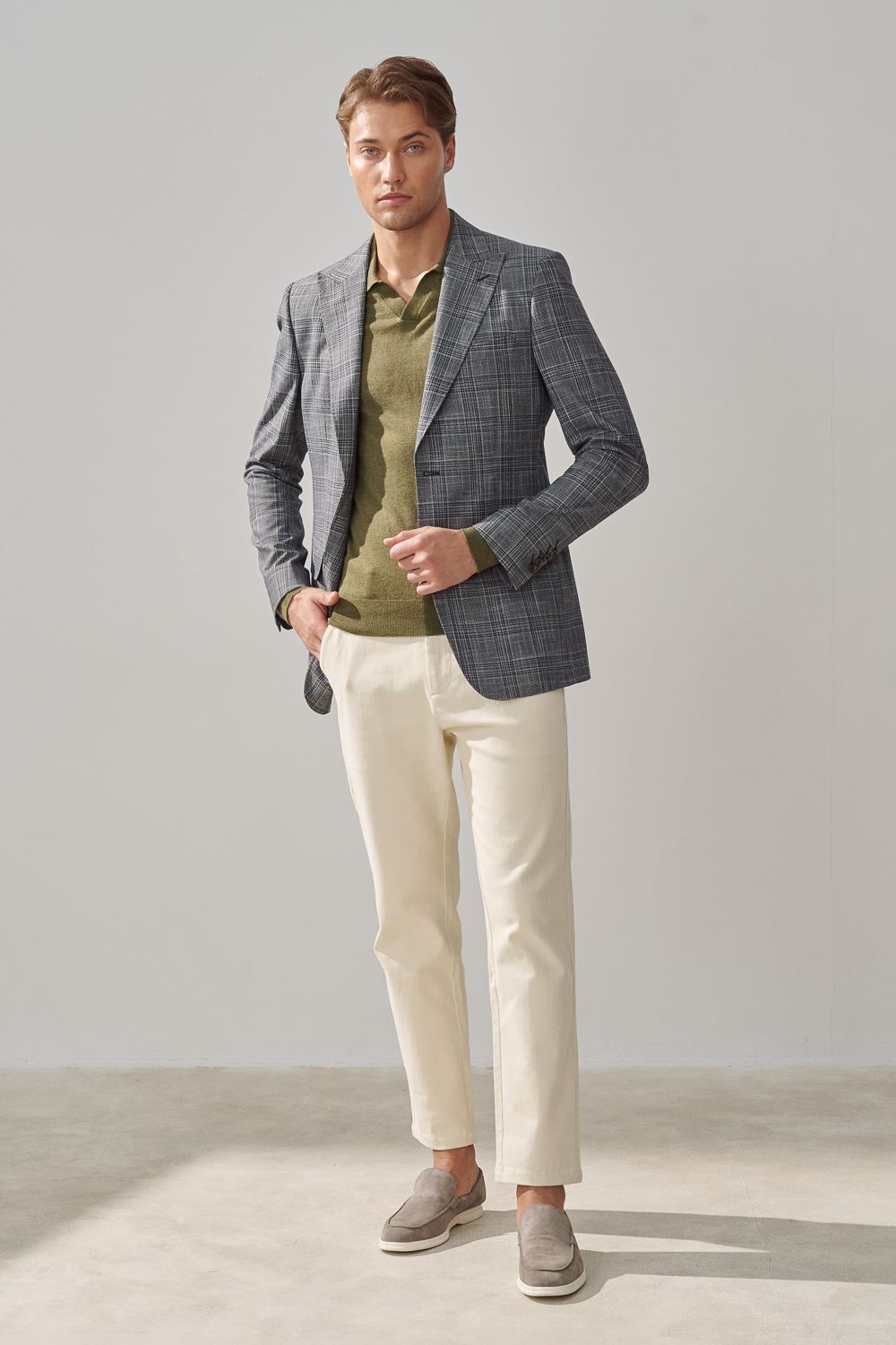 SST&C Cream White Straight Fit Twill Casual Trousers | 1212310007  (Outlet)_5