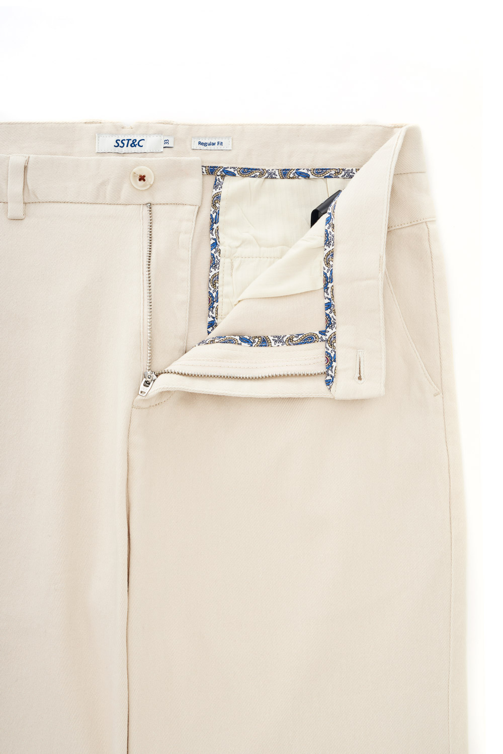SST&C Cream White Straight Fit Twill Casual Trousers | 1212310007  (Outlet)_7