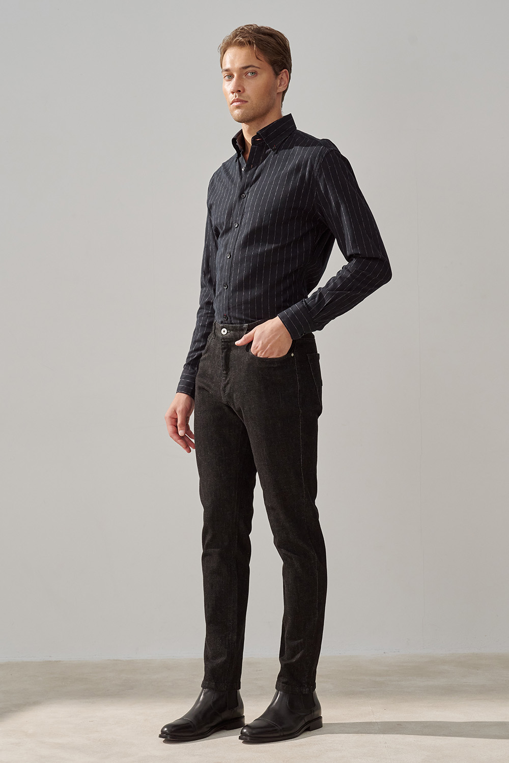 SST&C Washed Black Stretch Slim Fit Jeans | 1212310004  (Outlet)_0