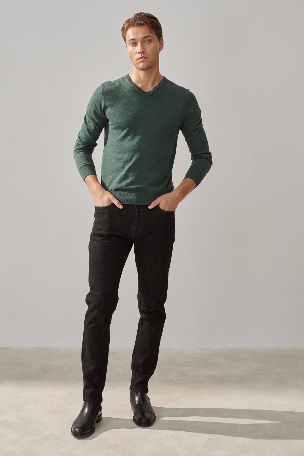 SST&C Washed Black Stretch Slim Fit Jeans | 1212310004  (Outlet)_3
