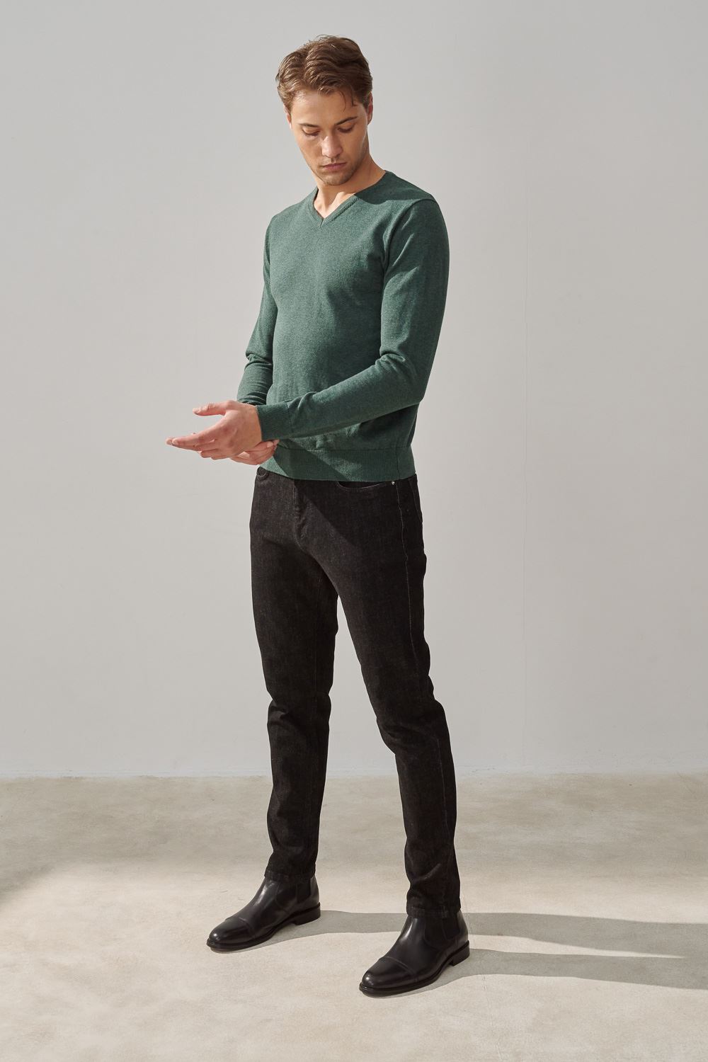 SST&C Washed Black Stretch Slim Fit Jeans | 1212310004  (Outlet)_4
