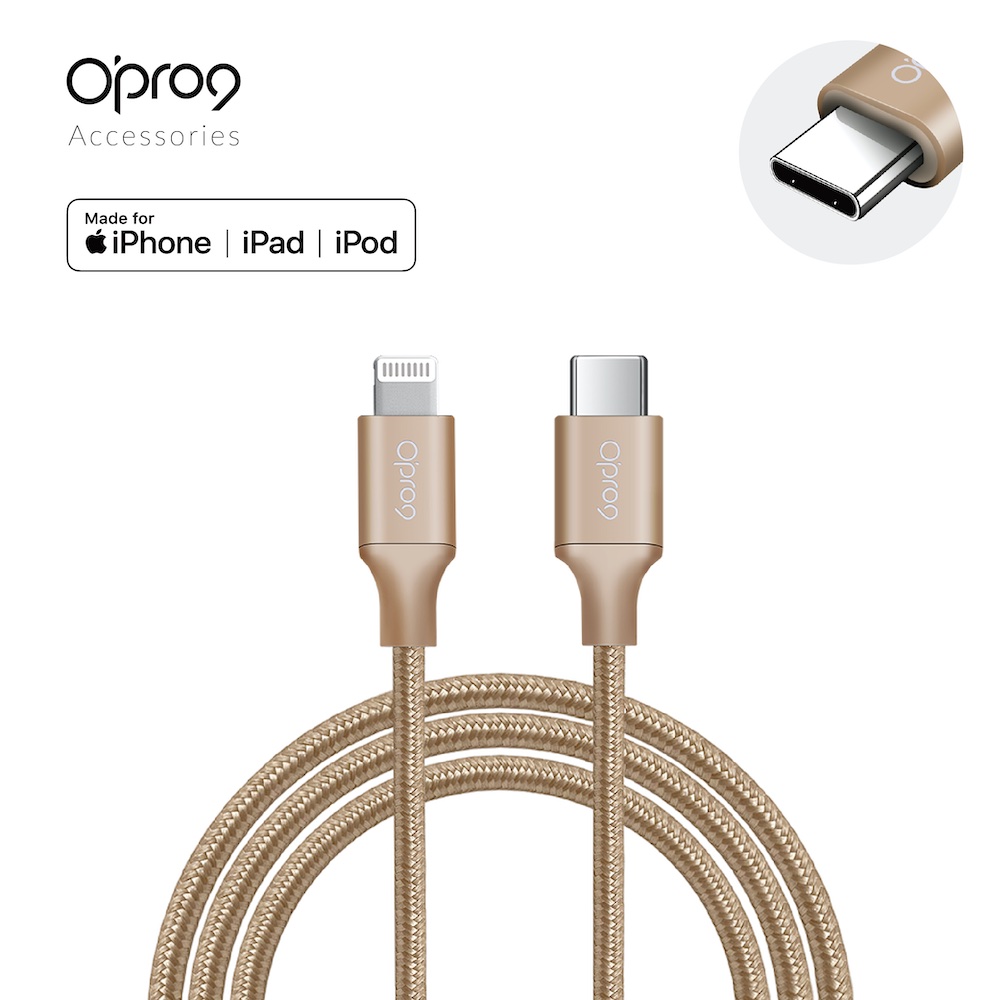 Opro9 蘋果原廠MFi認証 USB-C to Lightning 編織數據線 2M_3