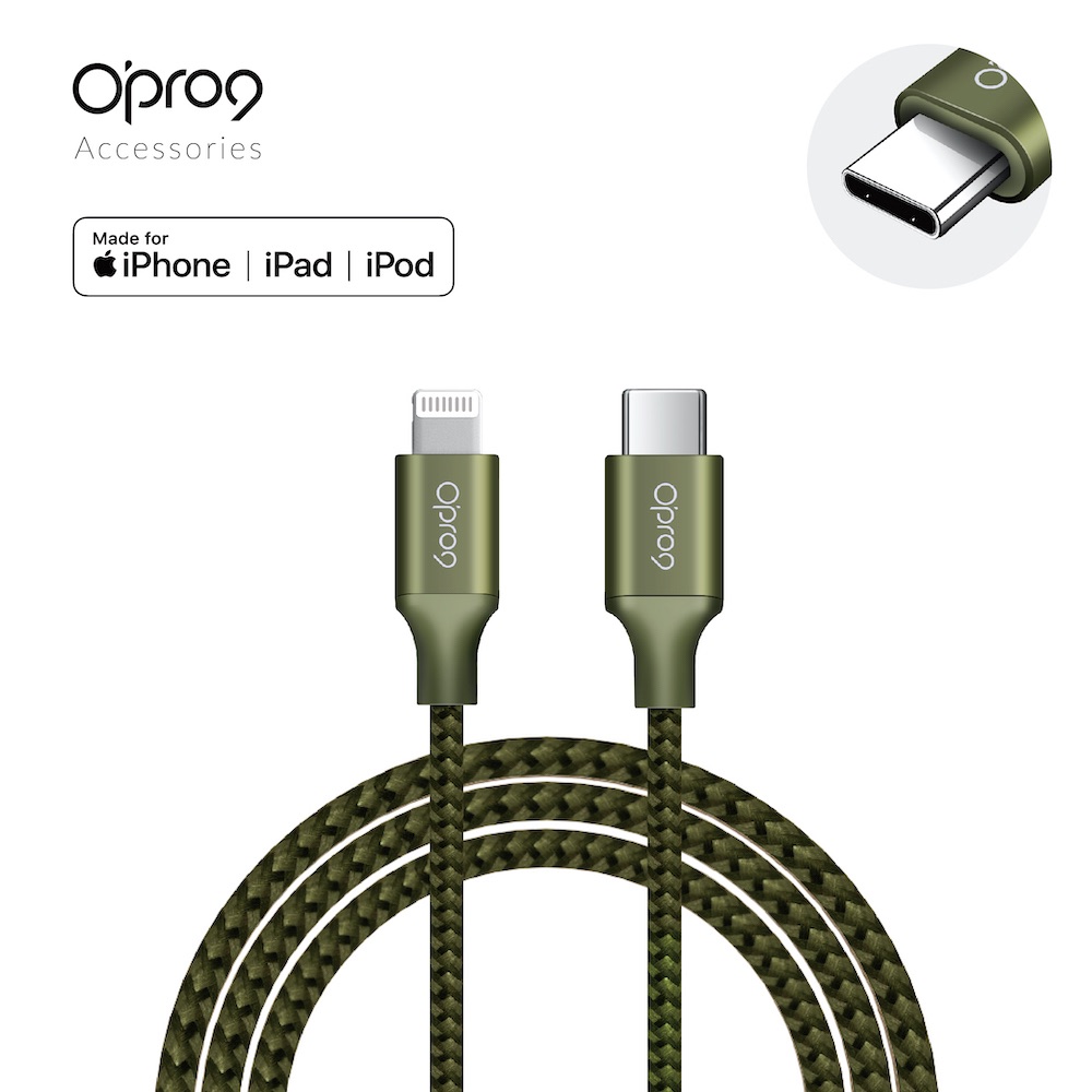 Opro9 蘋果原廠MFi認証 USB-C to Lightning 編織數據線 2M_4