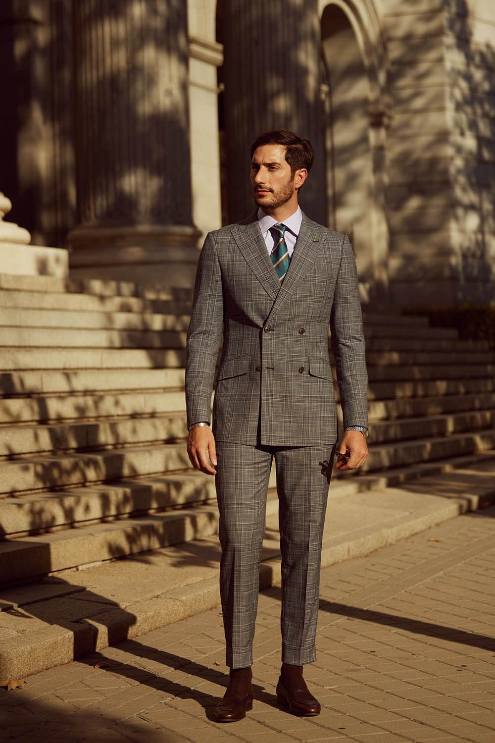 SST&C Gray Check Pattern Slim Fit Double-Breasted Suit Jacket | 0112308012  (Outlet)_1