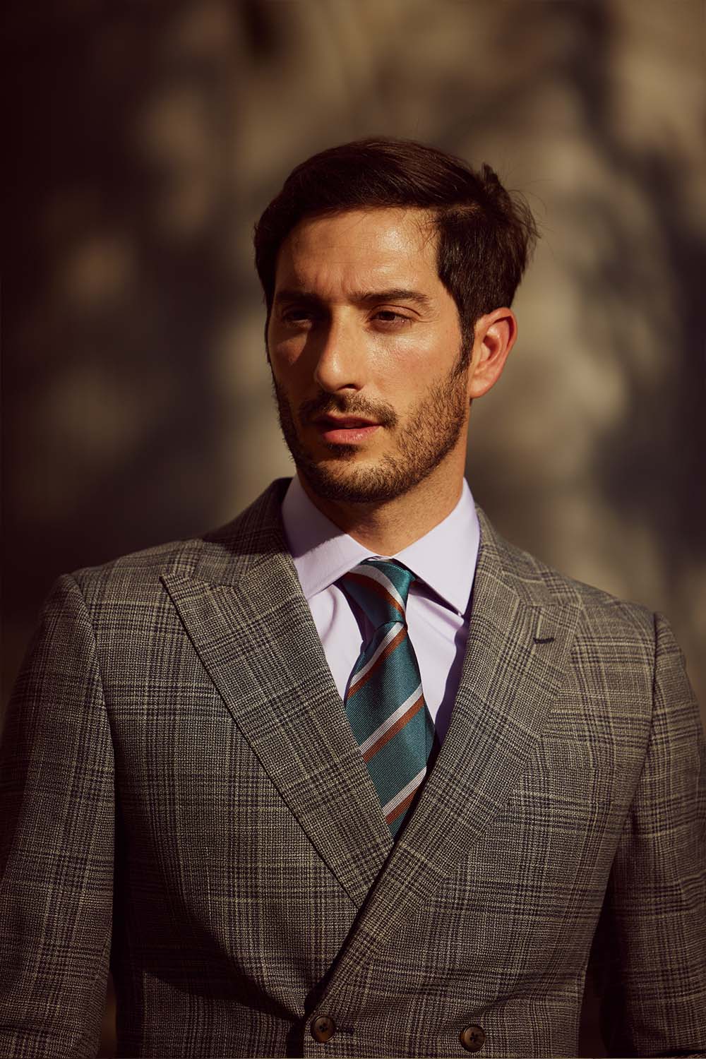 SST&C Gray Check Pattern Slim Fit Double-Breasted Suit Jacket | 0112308012  (Outlet)_3