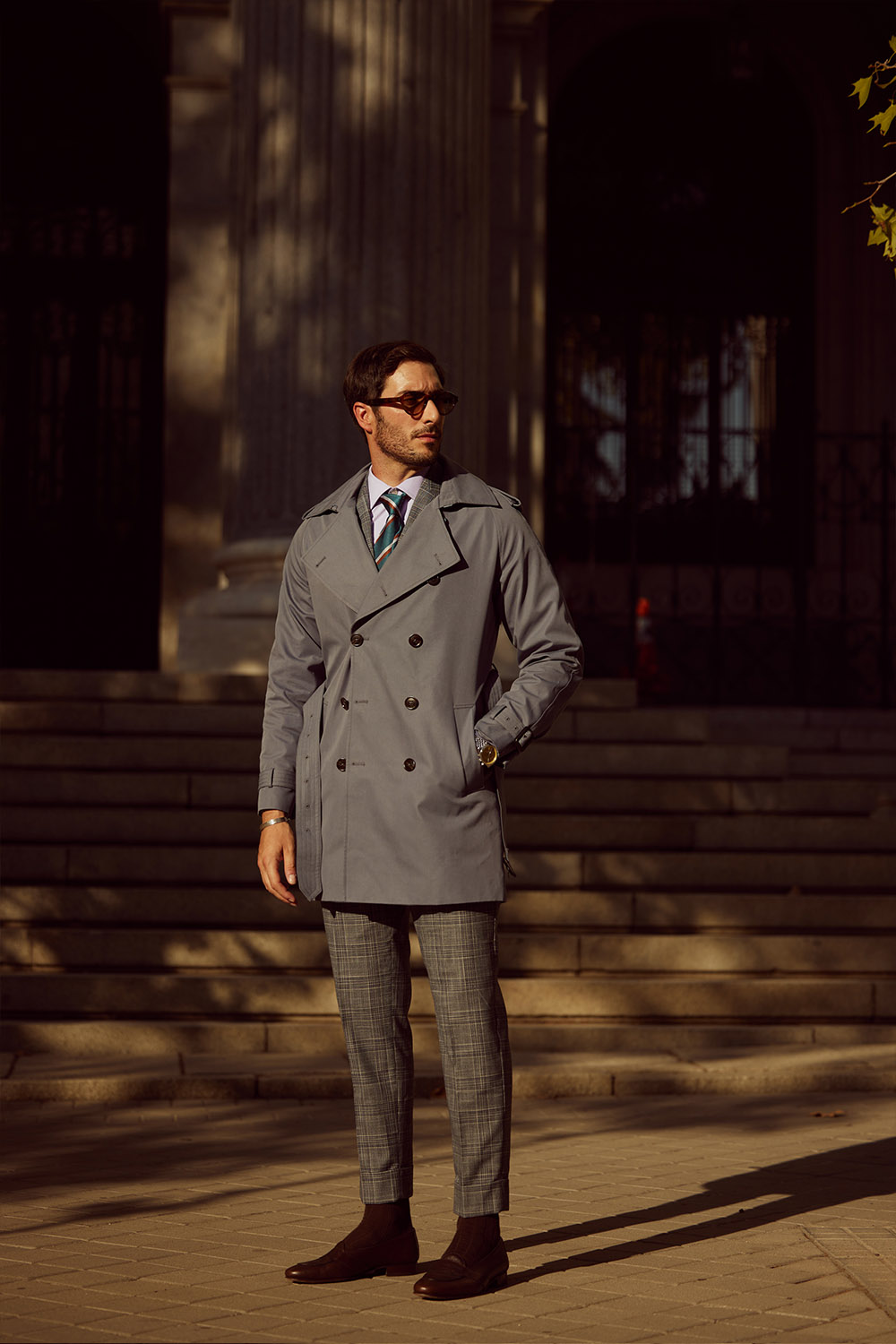 SST&C Gray Check Pattern Slim Fit Double-Breasted Suit Jacket | 0112308012  (Outlet)_4