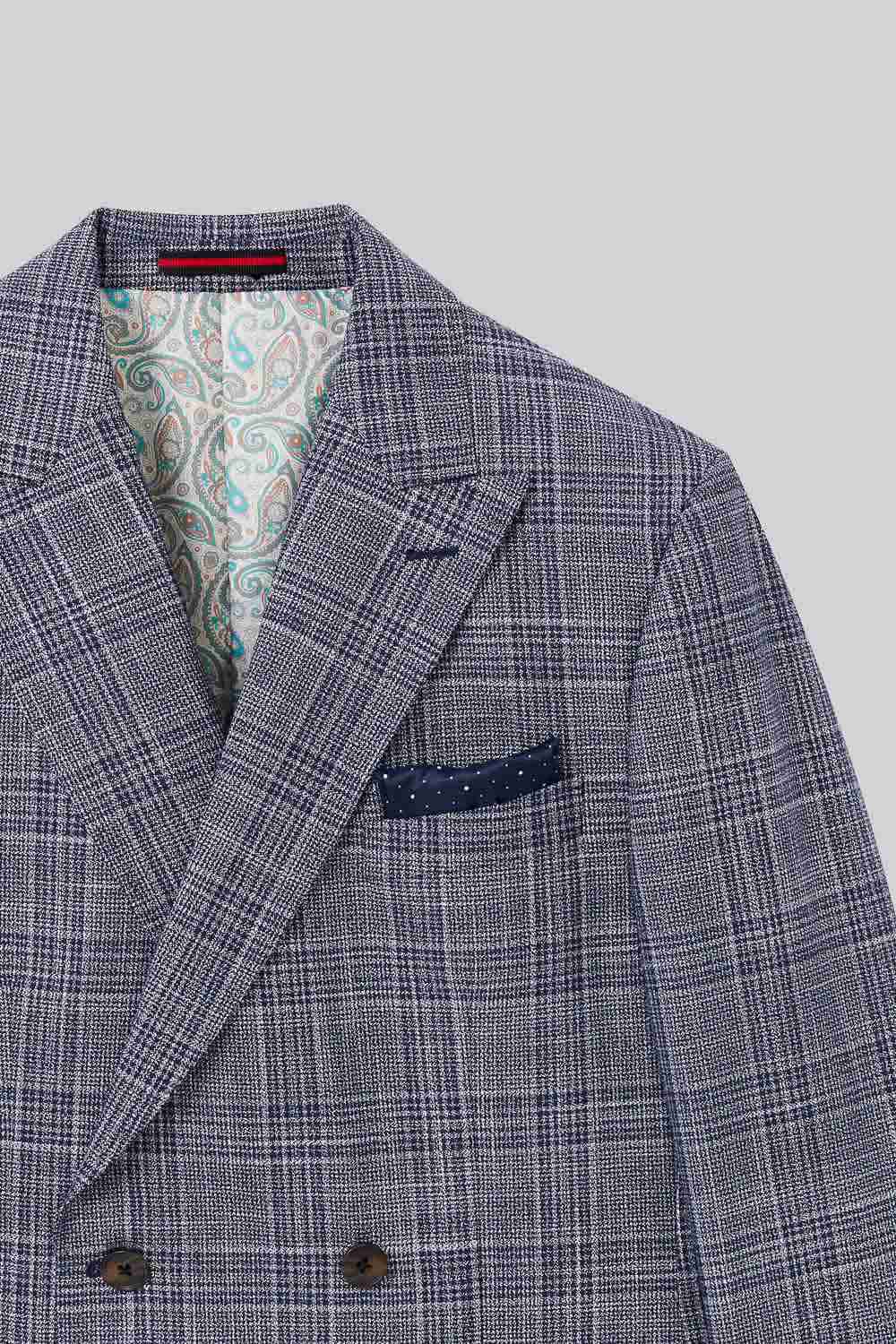 SST&C Gray Check Pattern Slim Fit Double-Breasted Suit Jacket | 0112308012  (Outlet)_5