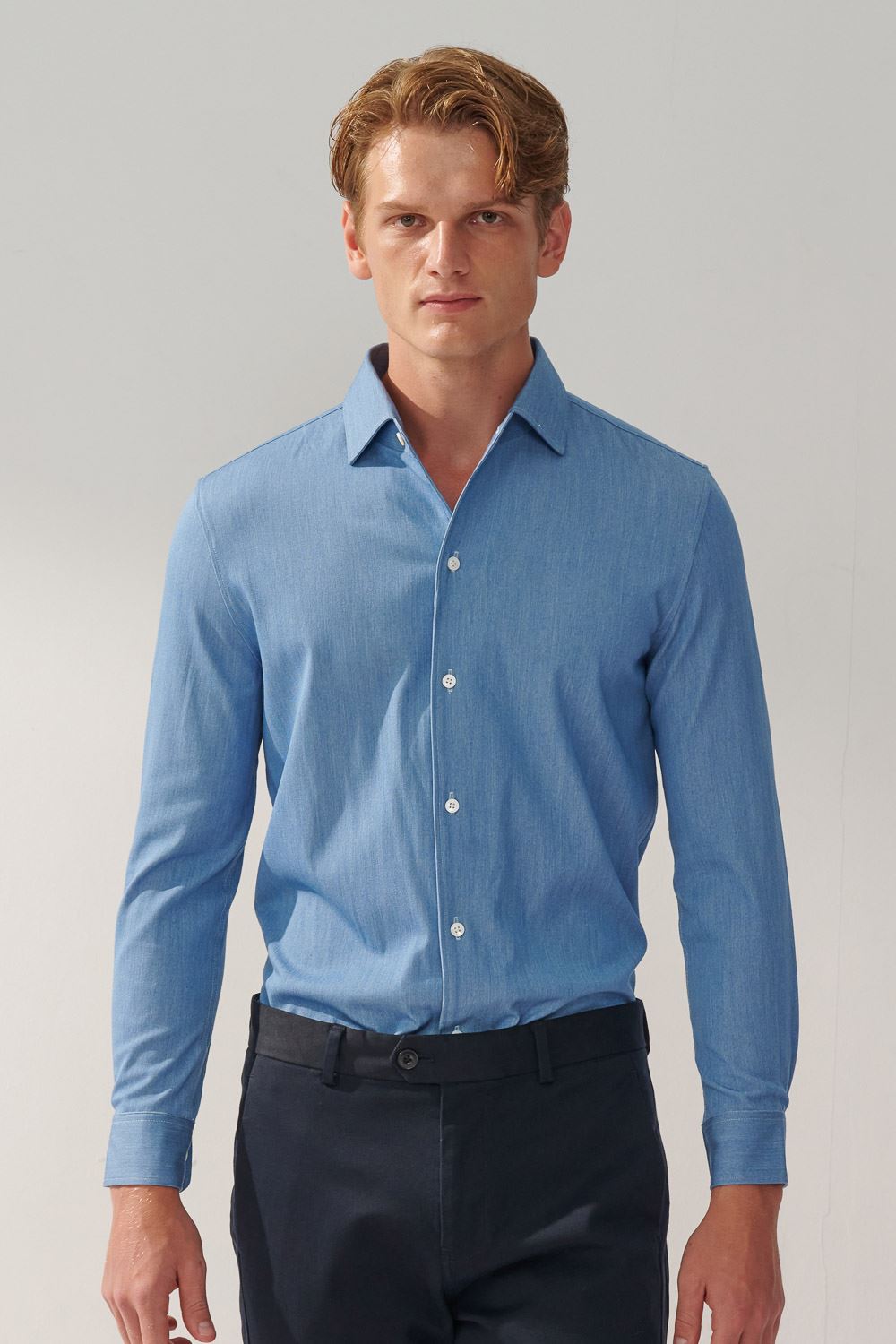 SST&C Light Indigo Tencel Cotton Denim Shirt | 0912310001  (Outlet)_0